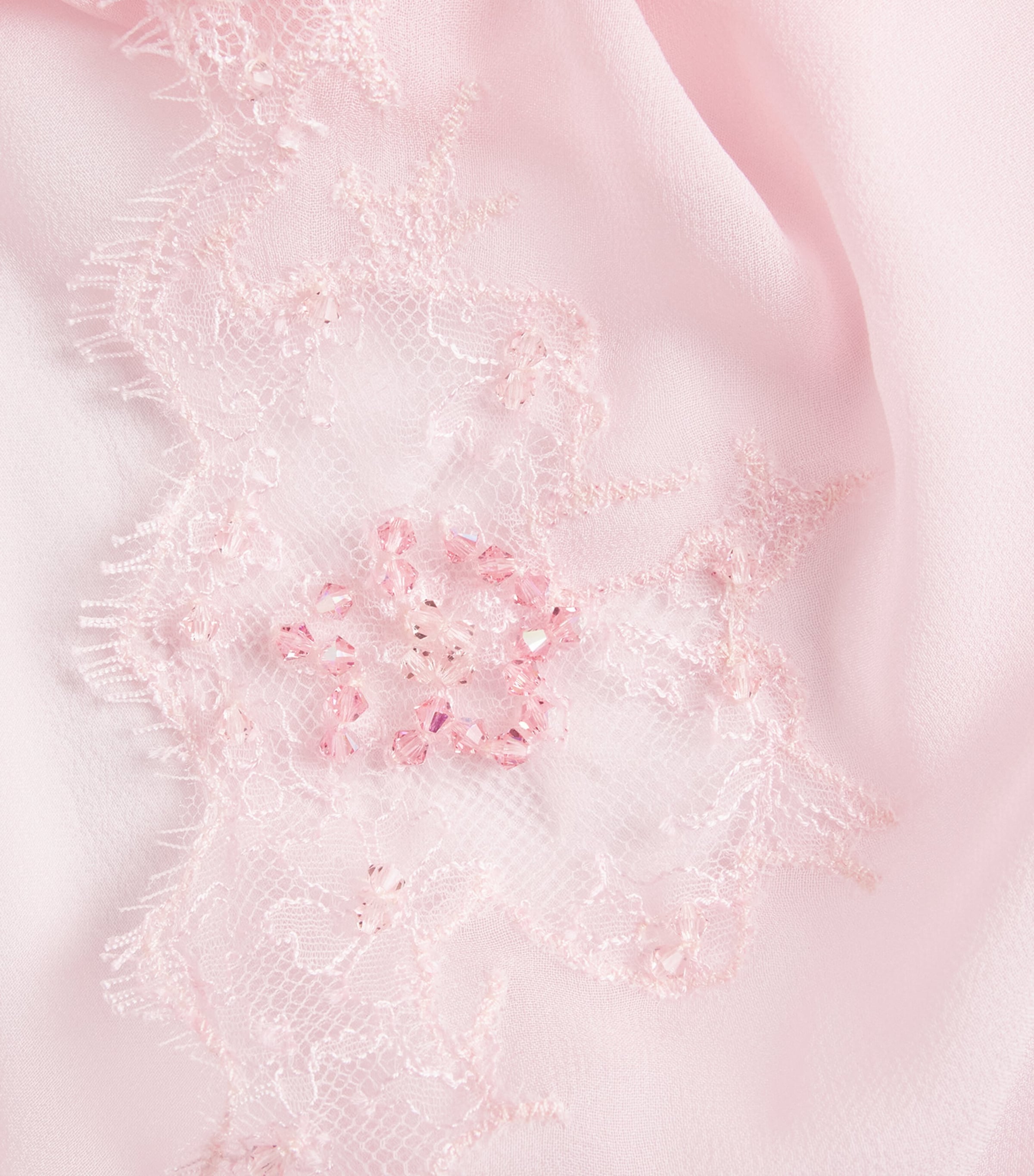 Rosamosario Womens Silk Georgette Embellished Robe Pink Image 6