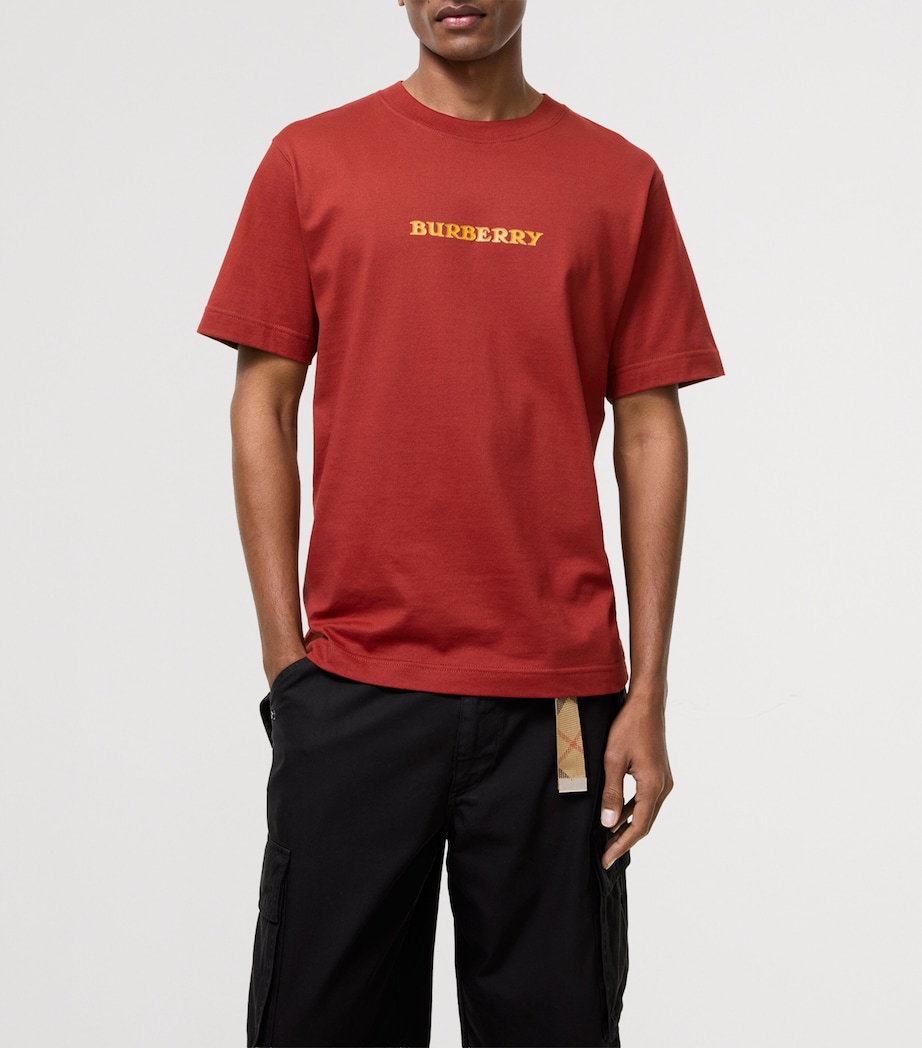 Burberry Mens Cotton Heritage Logo T-Shirt Auburn Brown Image 2