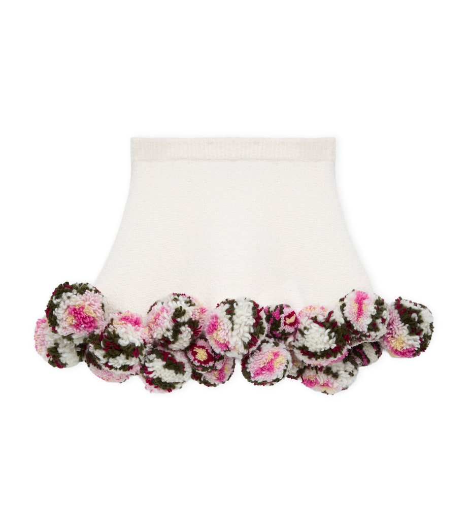 LOEWE Womens x Paula's Ibiza Cotton-Blend Pom-Pom Mini Skirt White/multicolor Image 1