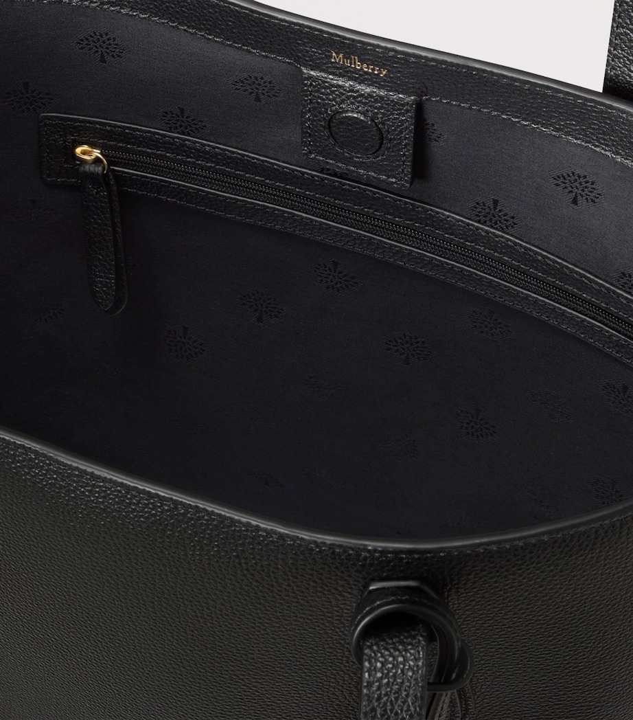 Leather North South Tote Bag BLACK Image 5