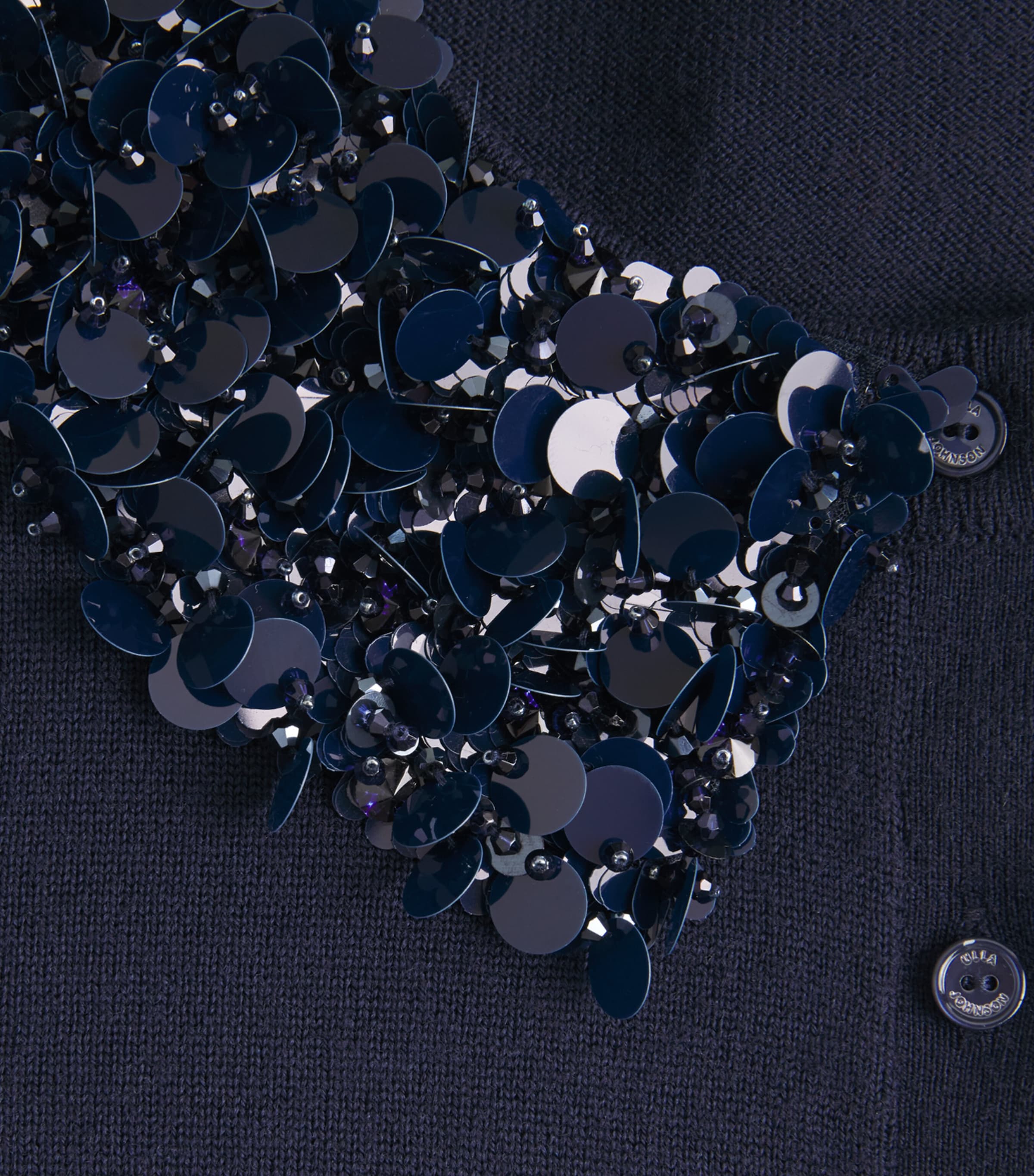 Ulla Johnson Womens Merino Wool Embellished Anna Cardigan Midnight Image 6