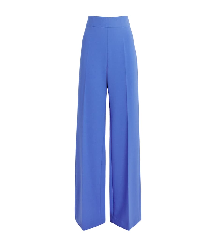 Carolina Herrera Womens Stretch-Wool Wide-Leg Diane Trousers Bluebell Image 1