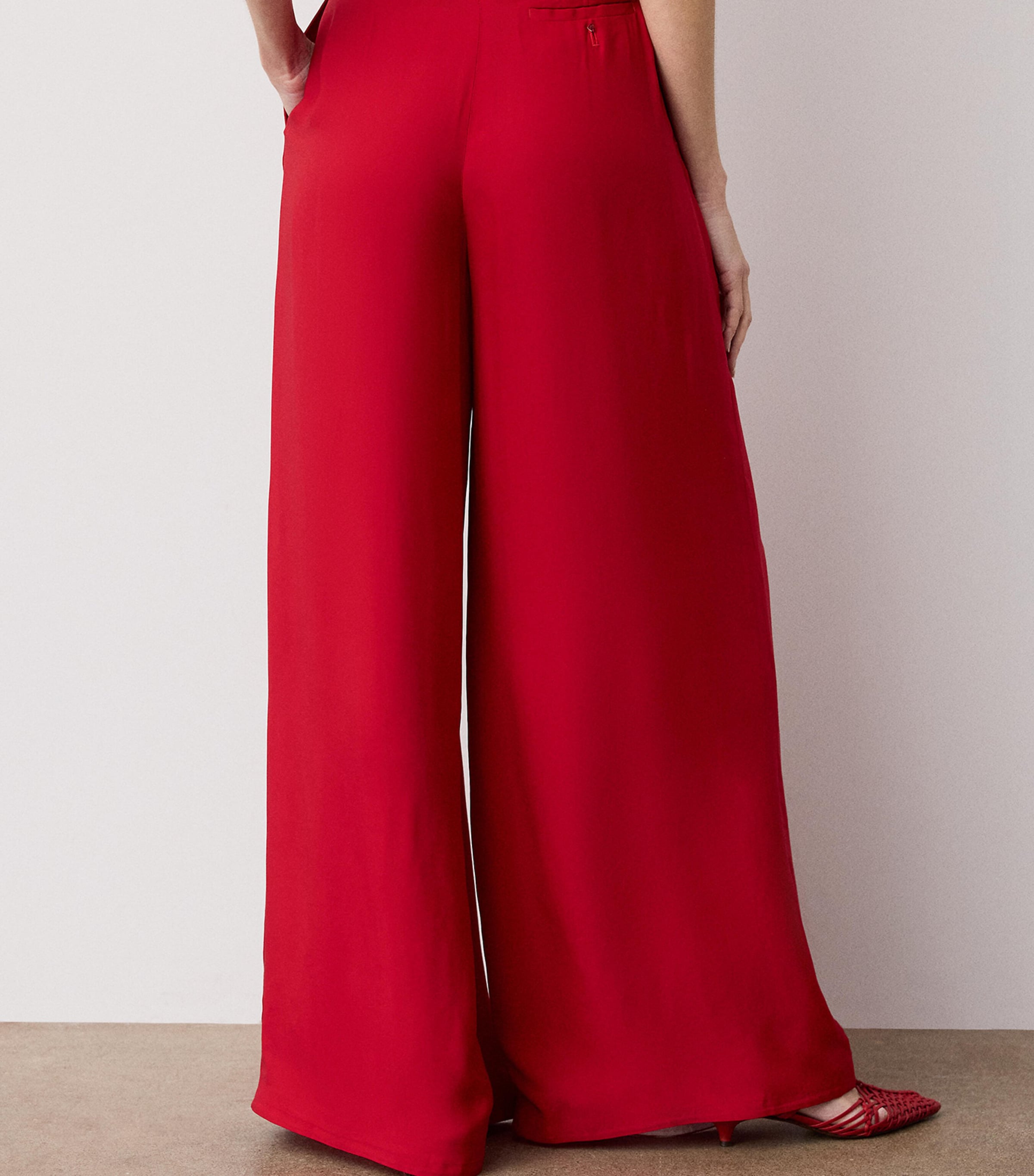 Ralph Lauren Collection Womens Satin Vannesa Wide-Leg Trousers Bright Red Image 4