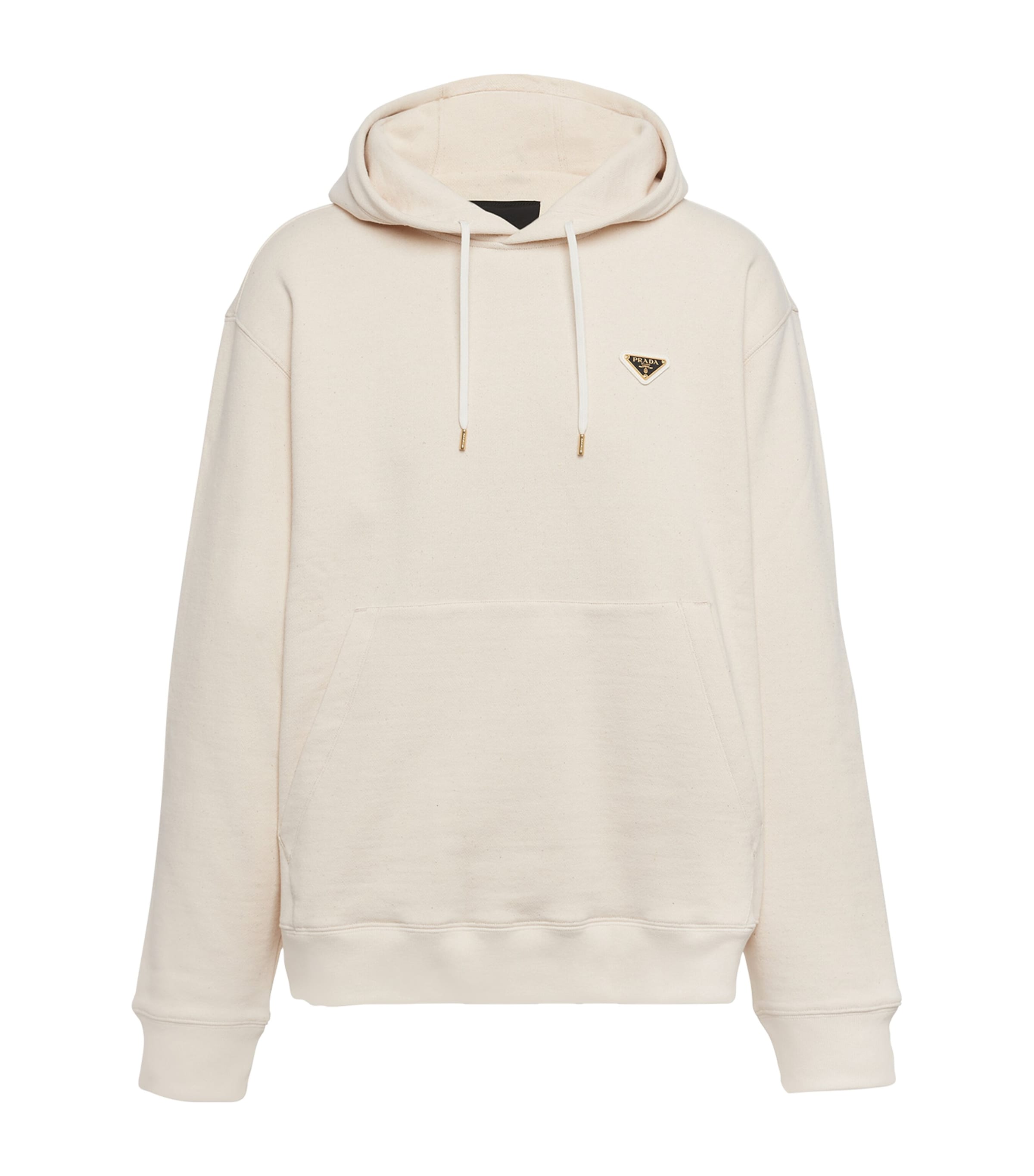 Shop Prada Cotton Fleece Hoodie In Neutral