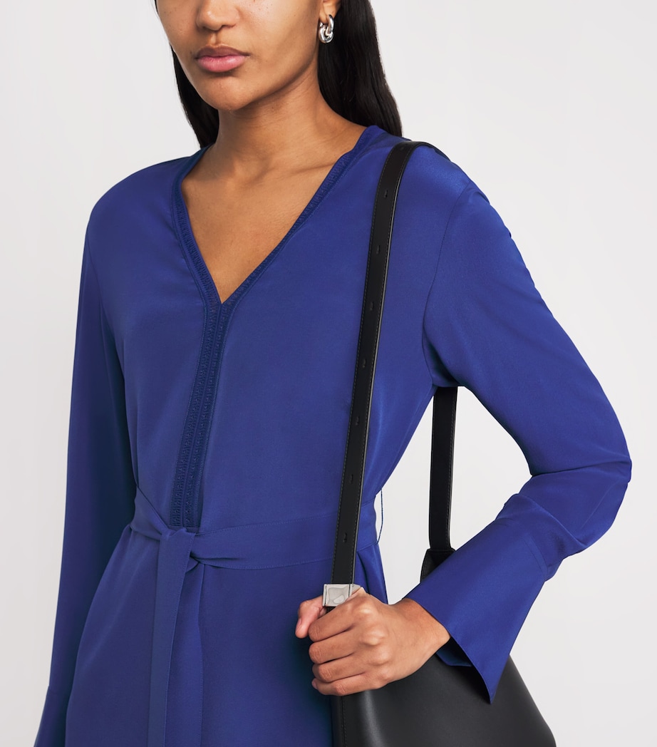 Silk V-Neck Siam Mini Dress COBALT Image 4