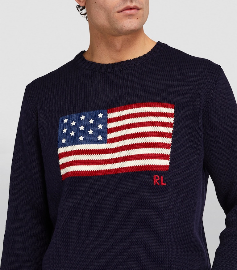 Polo Ralph Lauren Blue American Flag Sweater Harrods UK polo-ralph-lauren-blue-american-flag-sweater-harrods-uk