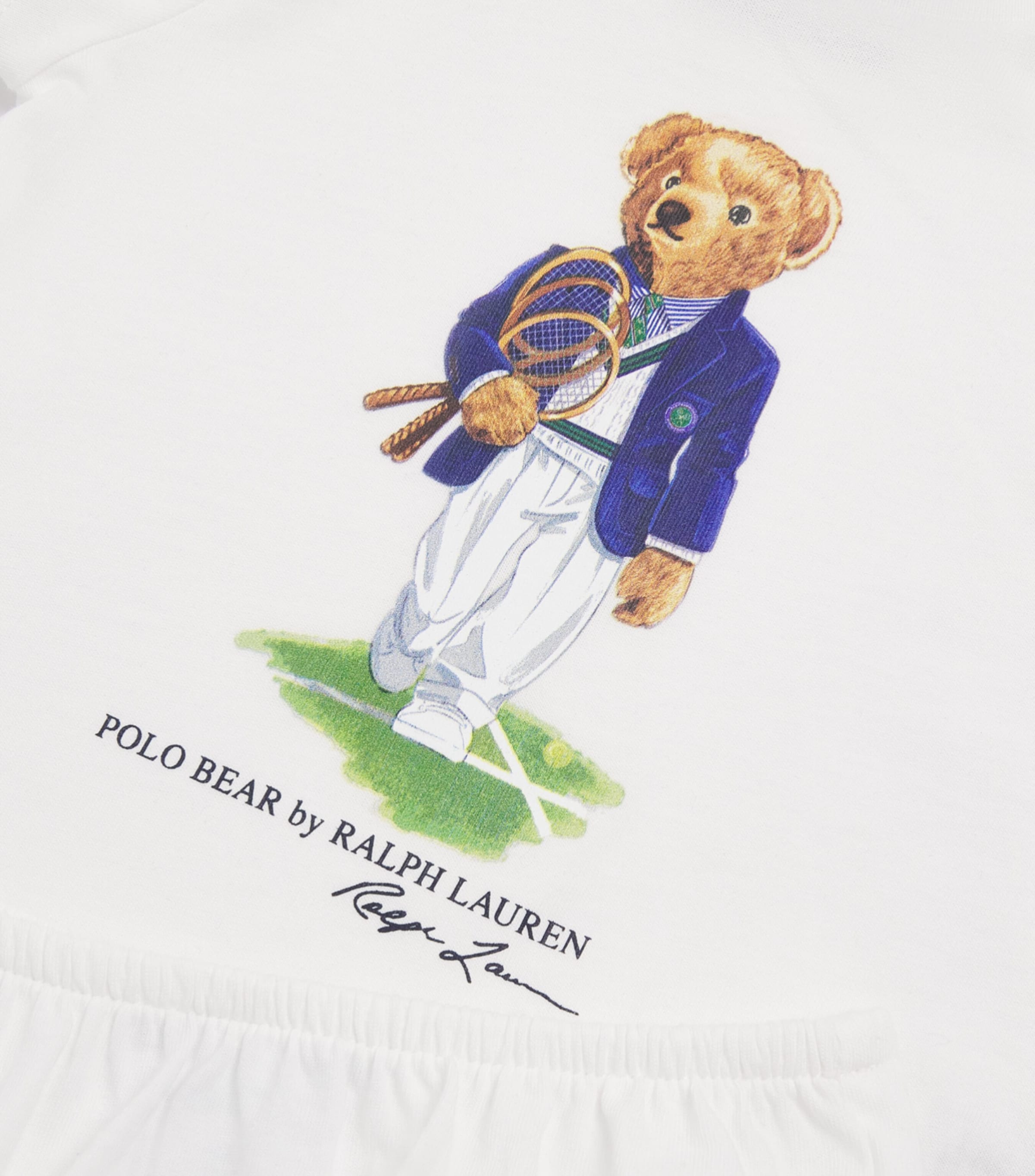 Ralph Lauren Kids x Wimbledon Polo Bear Dress and Bloomers Set (3-24 Months) White Image 4