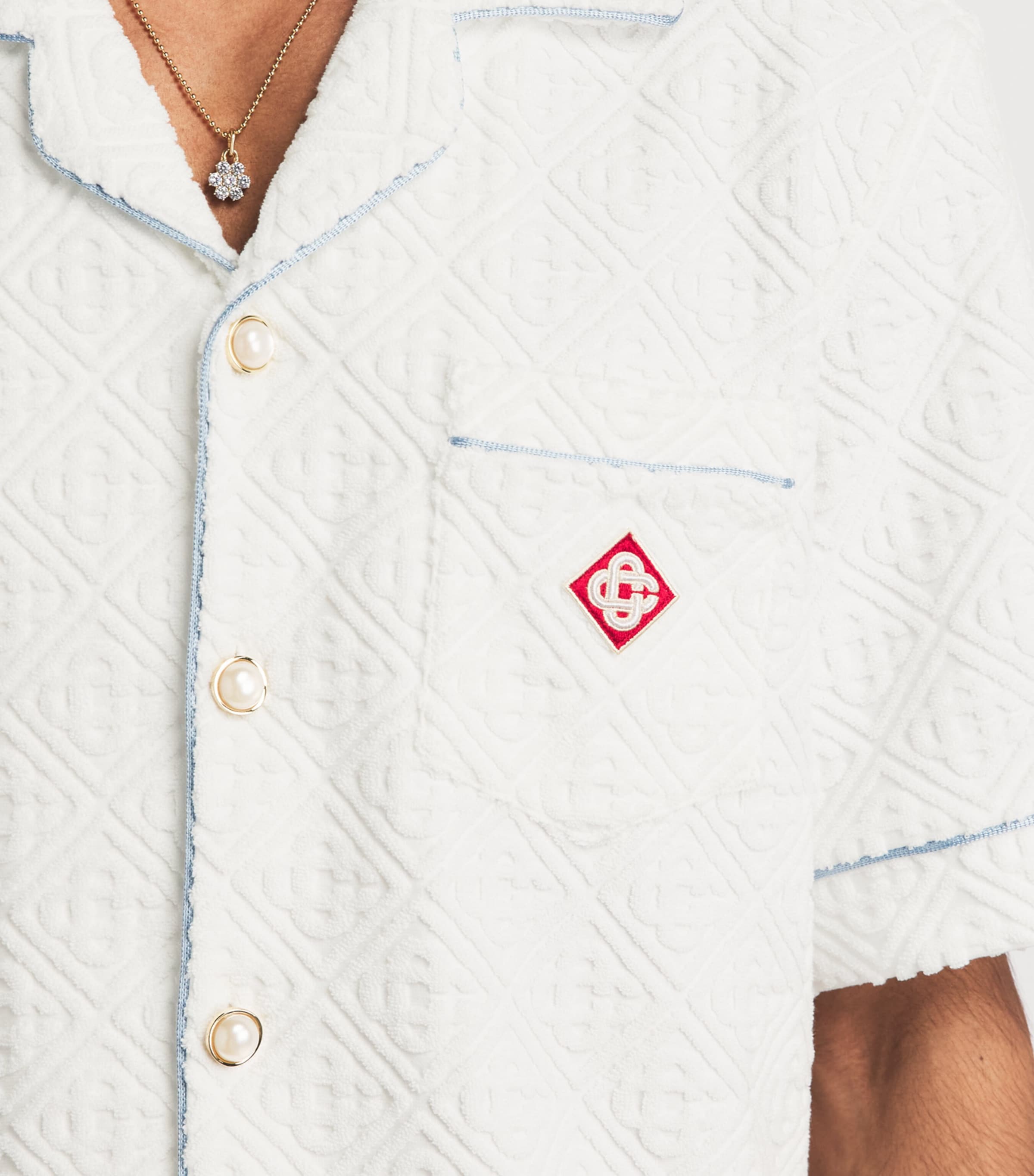 Casablanca Mens Towelling Monogram Shirt White Image 3