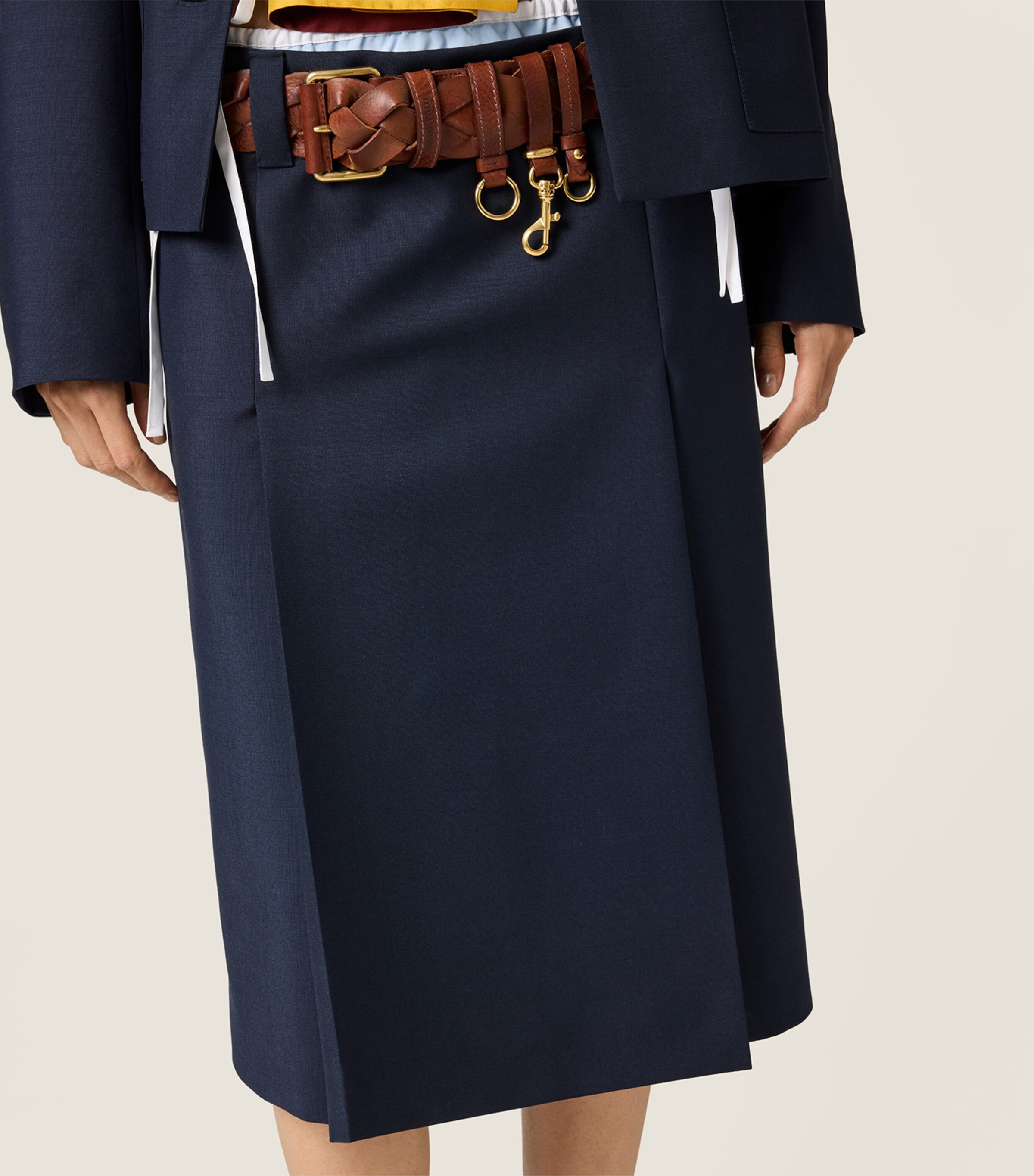 Miu Miu Womens Mohair-Wool Midi Skirt Image 4