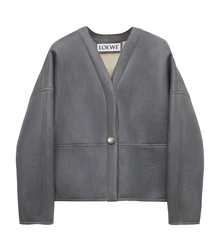 Lambskin Shearling-Lined Pebble Jacket LIGHT GREY Image 1