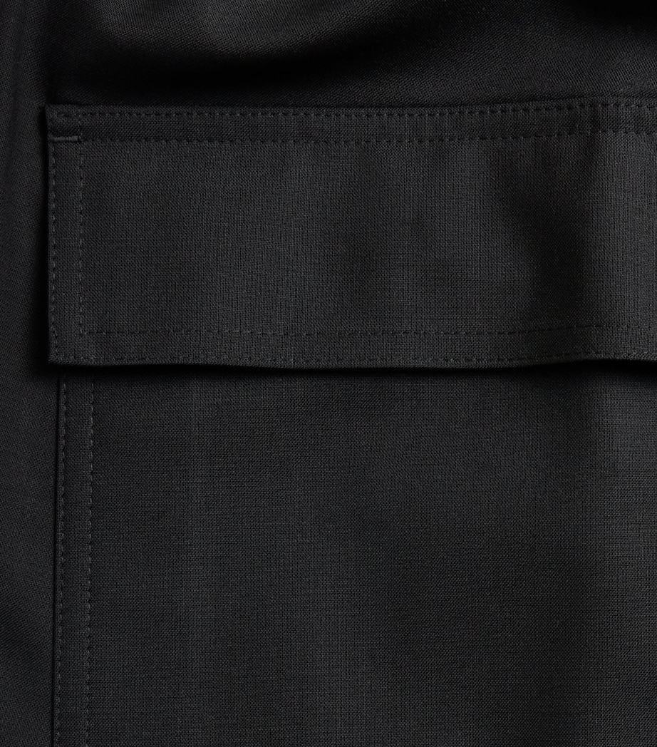 Rick Owens Mens Wool-Blend Slim Drawstring Trousers Black Image 6