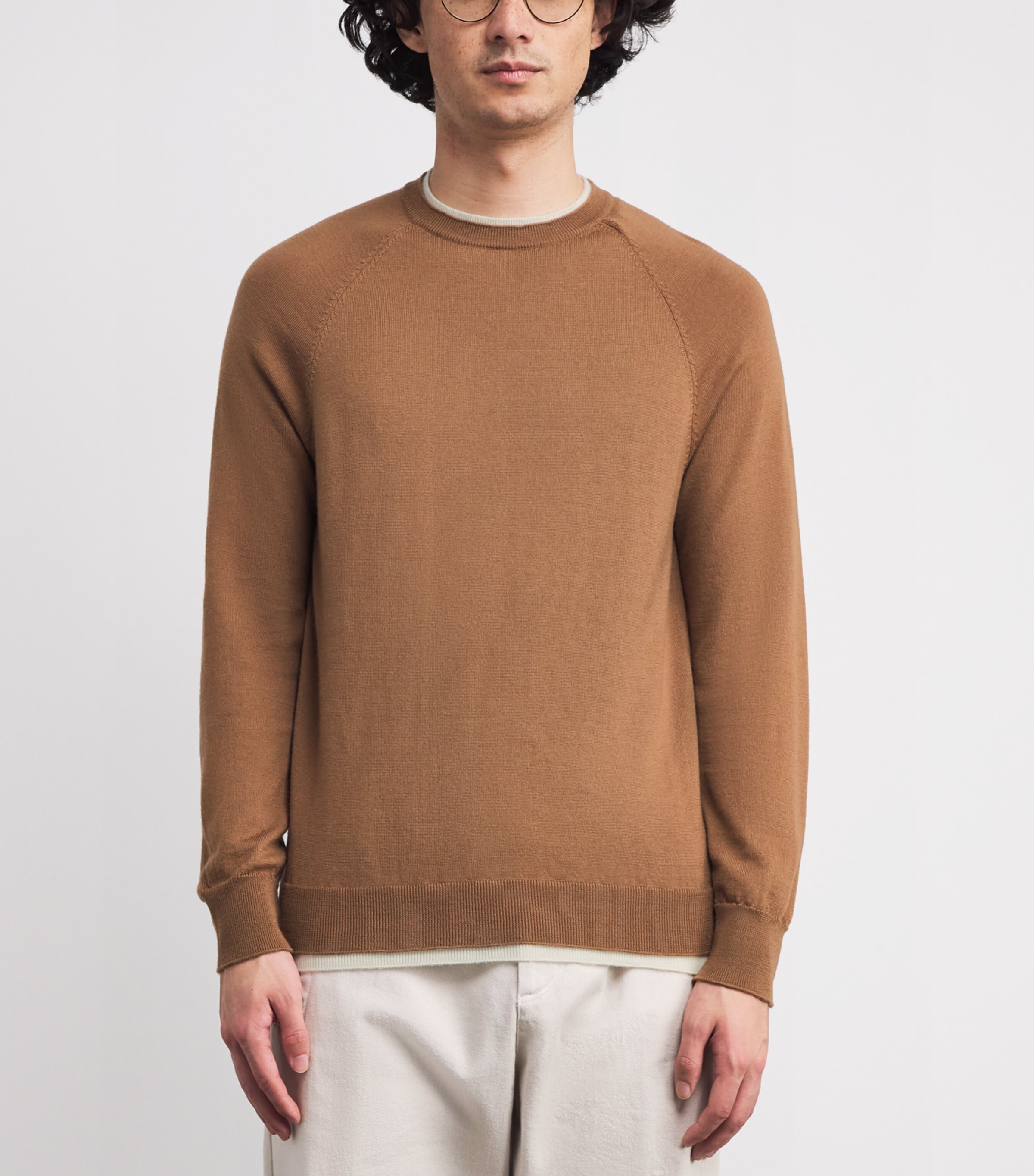 Wool Crew-Neck Sweater VICUNA E AVORIO Image 3
