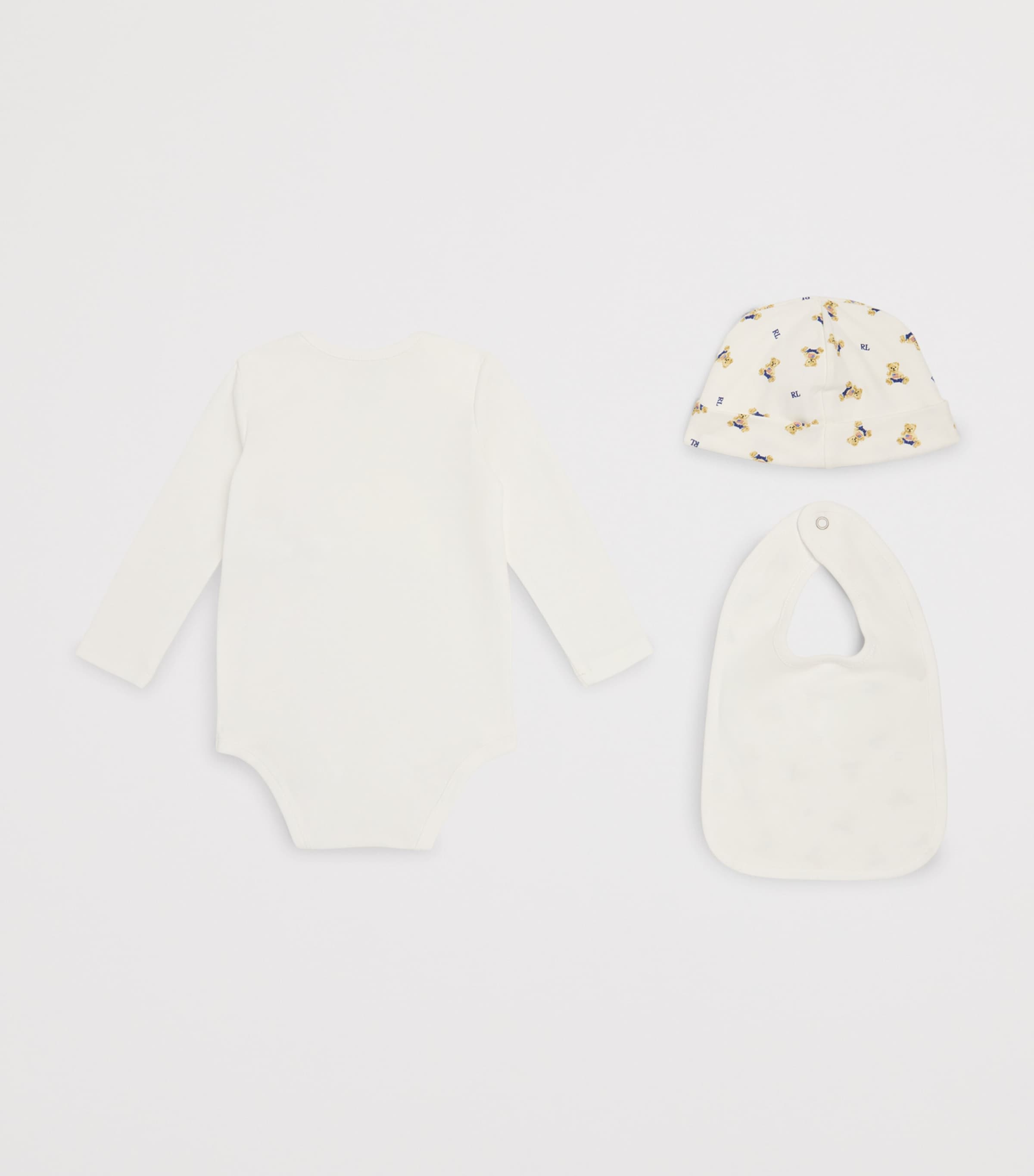 Polo Bear Bodysuit, Hat and Bib Gift Set (3-9 Months) WHITE MU Image 2