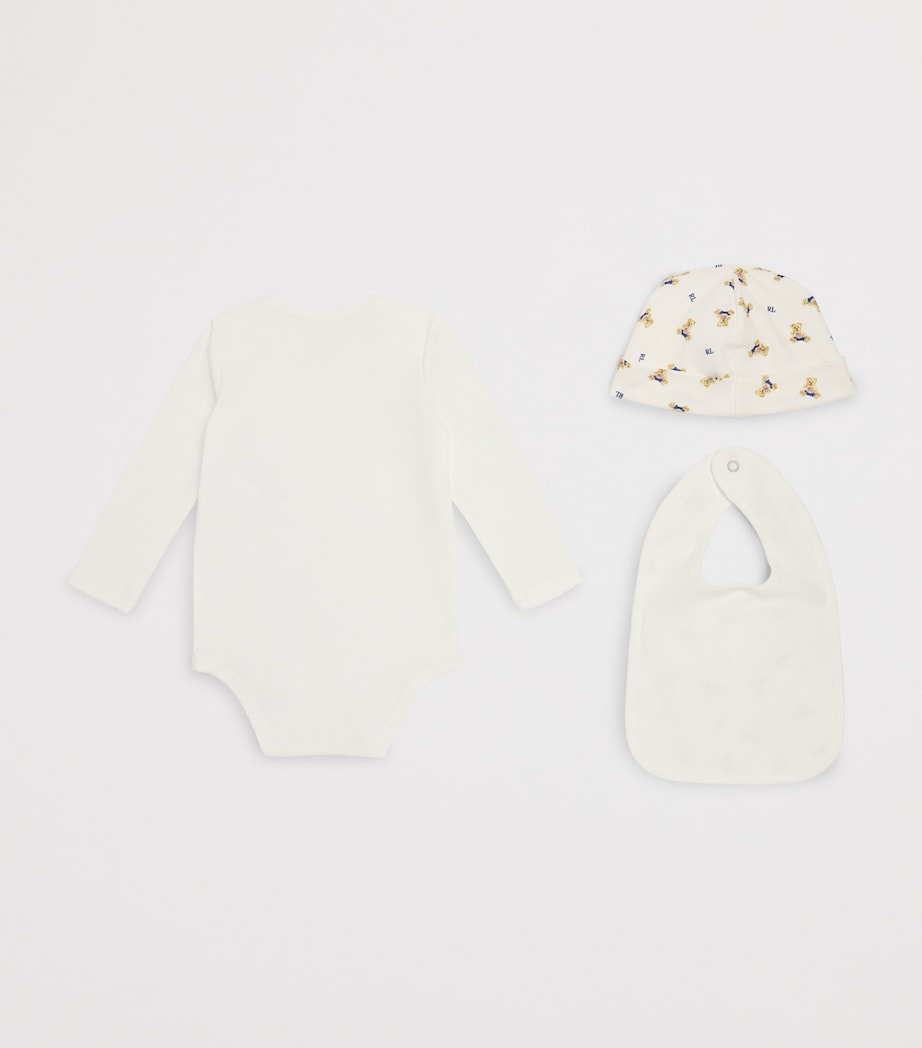 Polo Bear Bodysuit, Hat and Bib Gift Set (3-9 Months) WHITE MU Image 2
