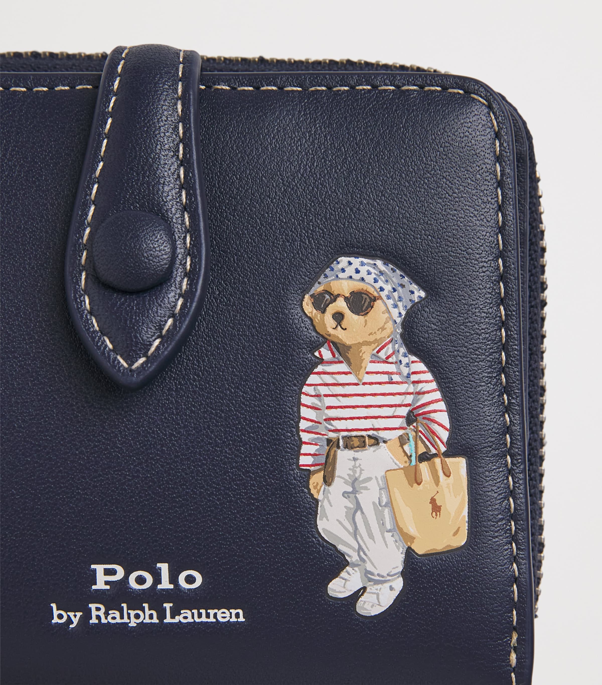 Polo Ralph Lauren Small Leather Polo Bear Wallet Newport Navy Image 4