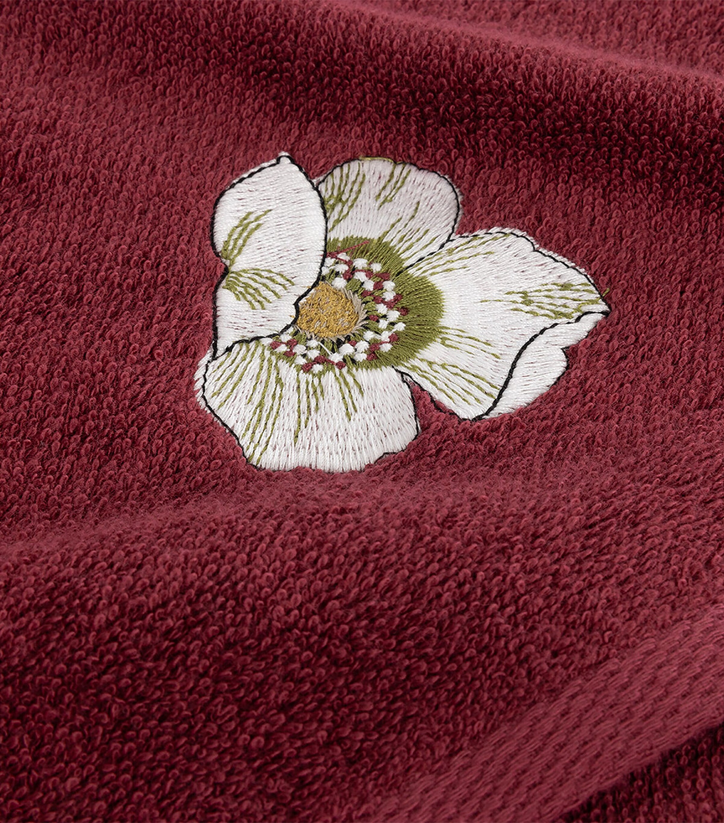 Yves Delorme Corolles Bath Towel (70cm x 140cm) Burgandy Image 4