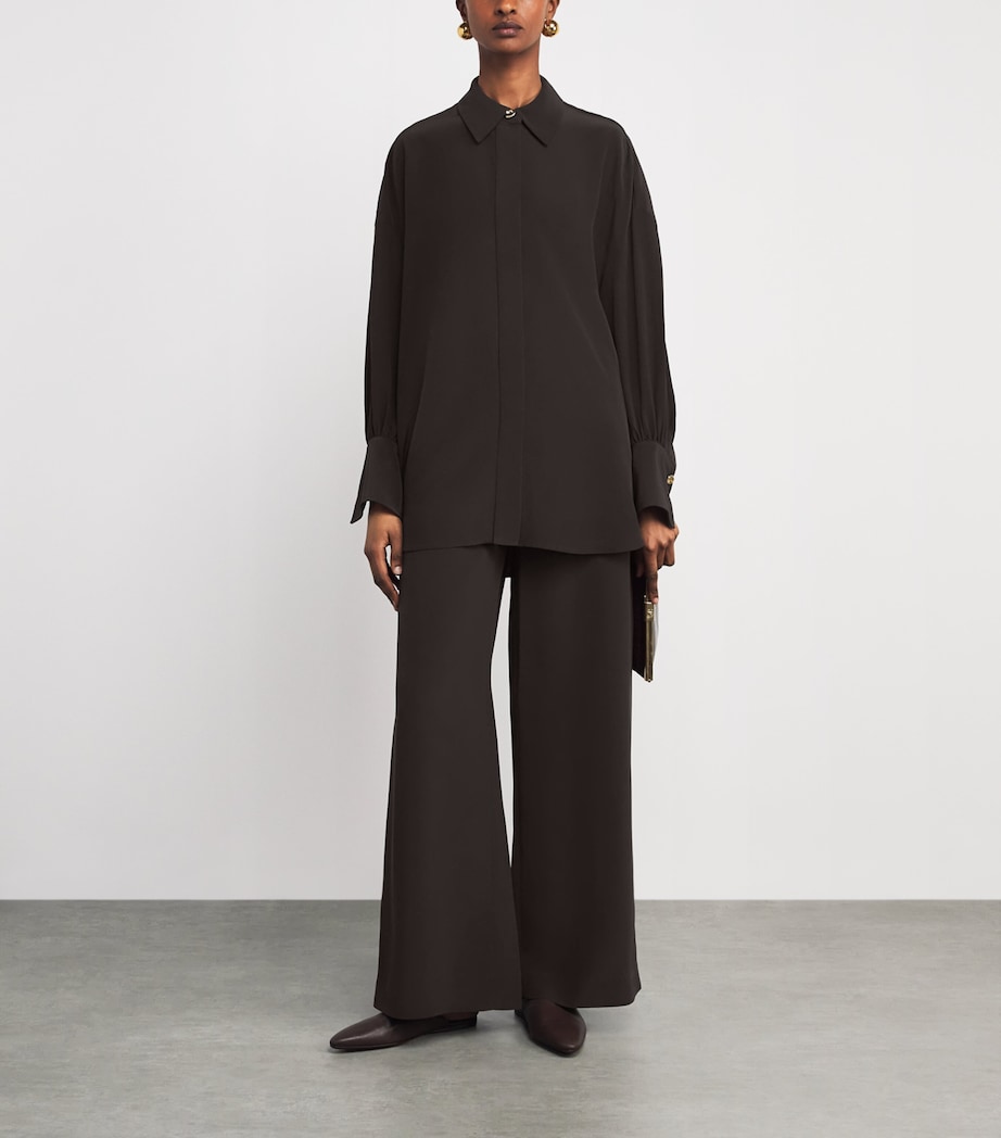 Joseph Womens Nour Wide-Leg Trousers Cocoa Image 2