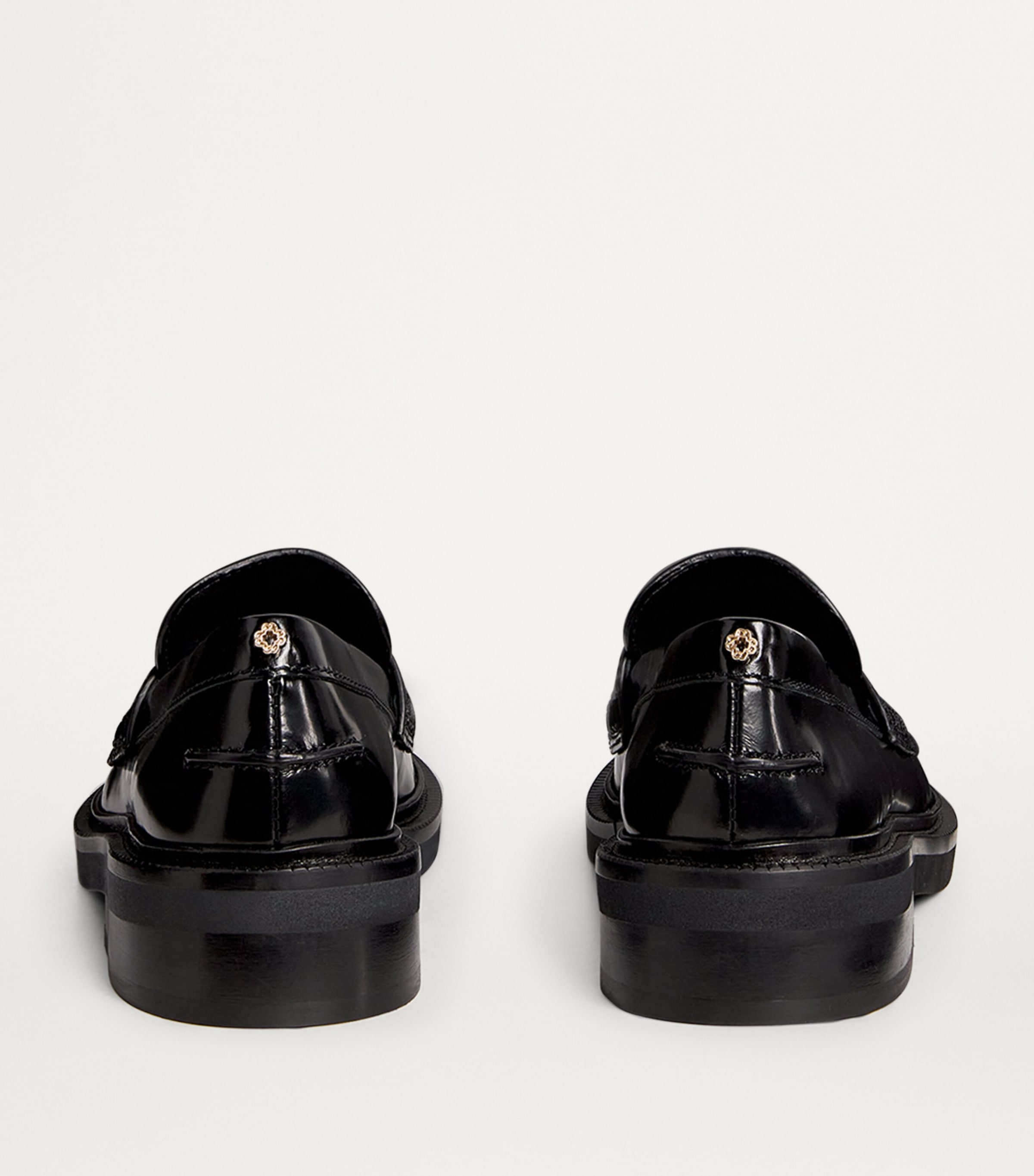Leather Penny Loafers BLACK Image 3