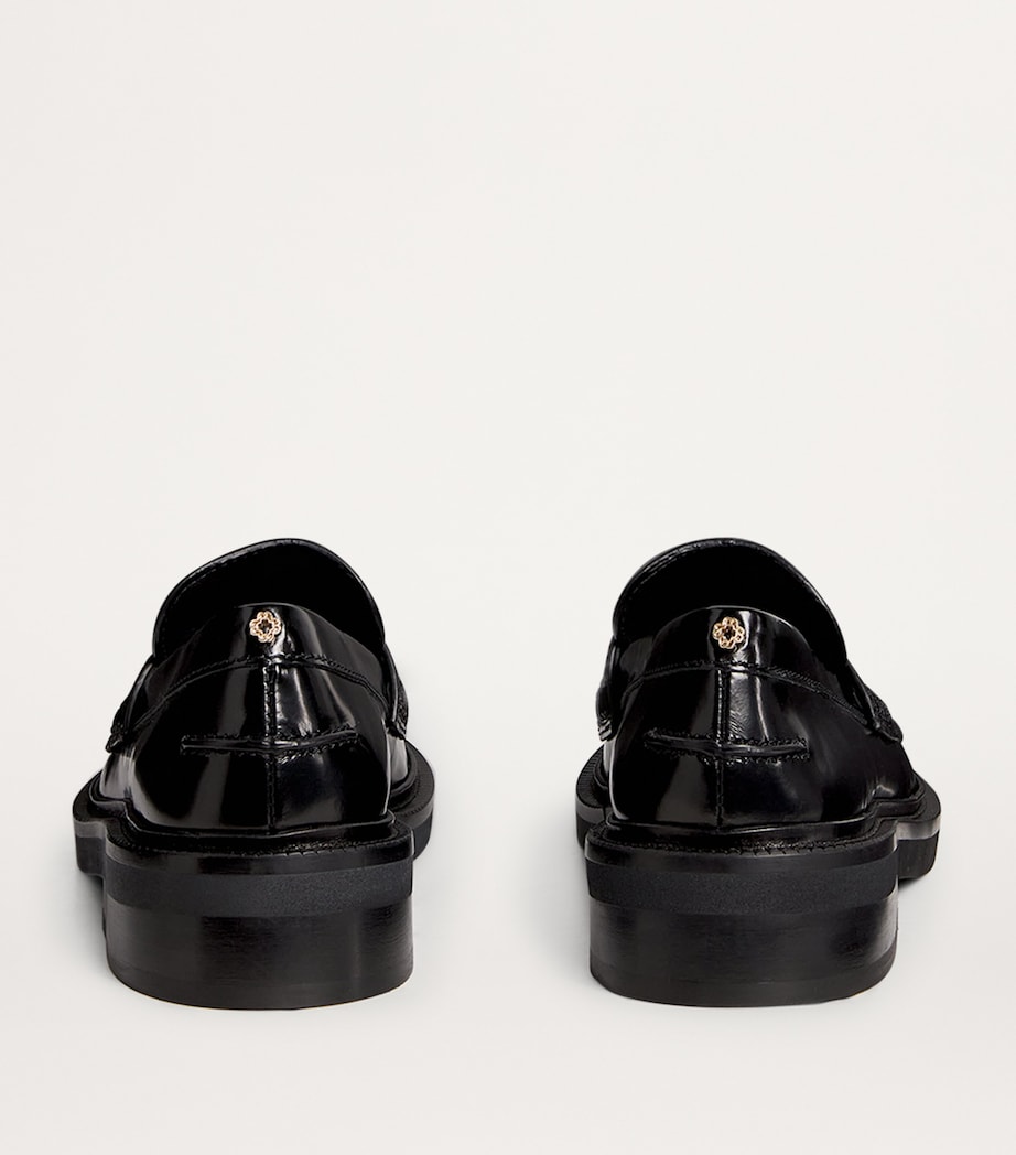 Leather Penny Loafers BLACK Image 3