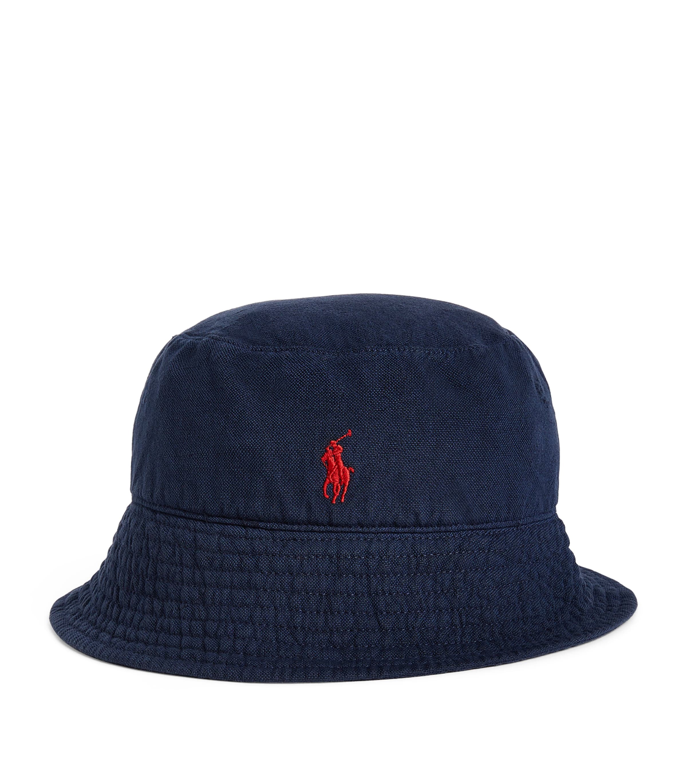 Polo Ralph Lauren Linen Polo Bucket Hat In Blue