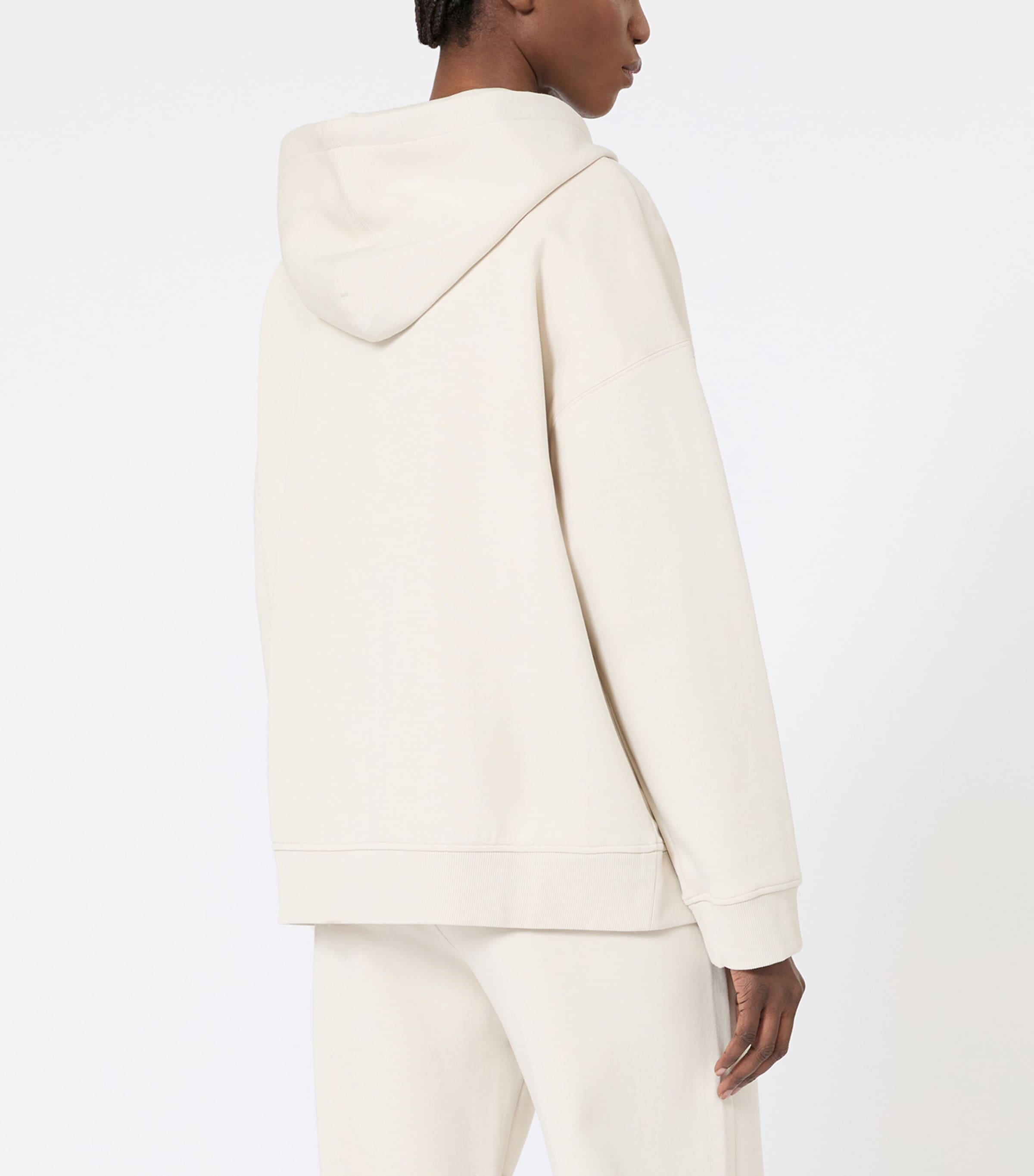 Max Mara Womens Cotton-Blend Zip-Up Hoodie Ecru Image 3