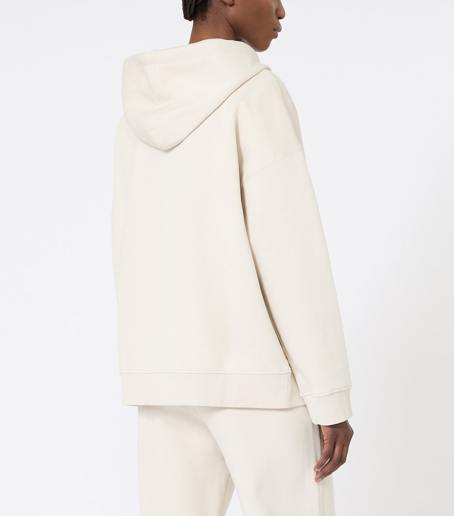 Max Mara Womens Cotton-Blend Zip-Up Hoodie Ecru Image 3