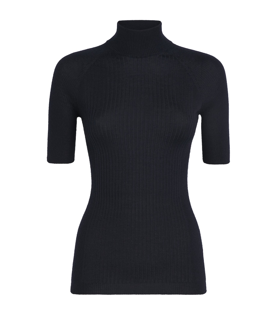 Cashmere-Silk Ribbed T-Shirt 0350 - NAVY BLUE Image 1