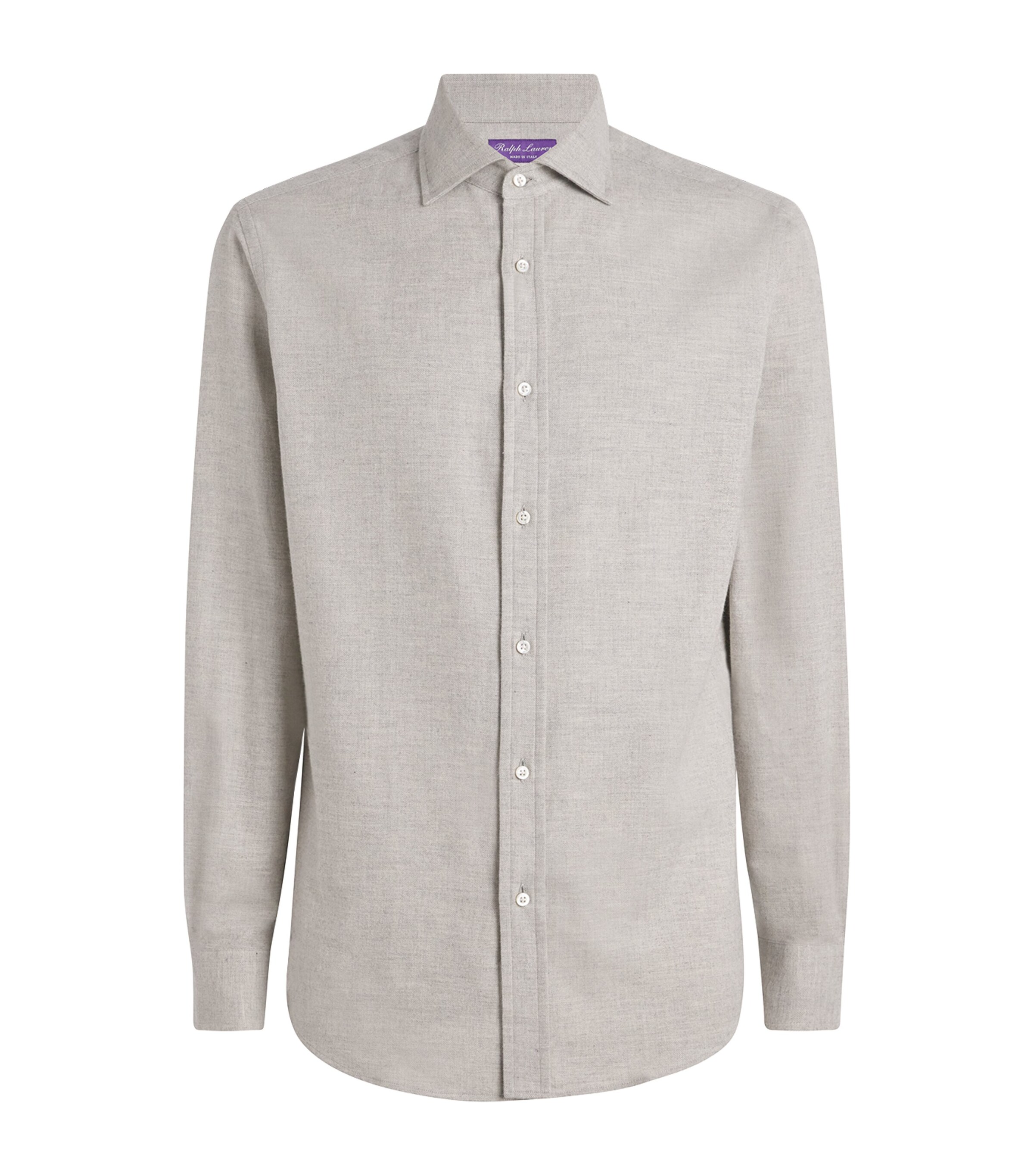 Ralph Lauren Purple Label Mens Cotton Herringbone Shirt Light Melange Grey Image 1