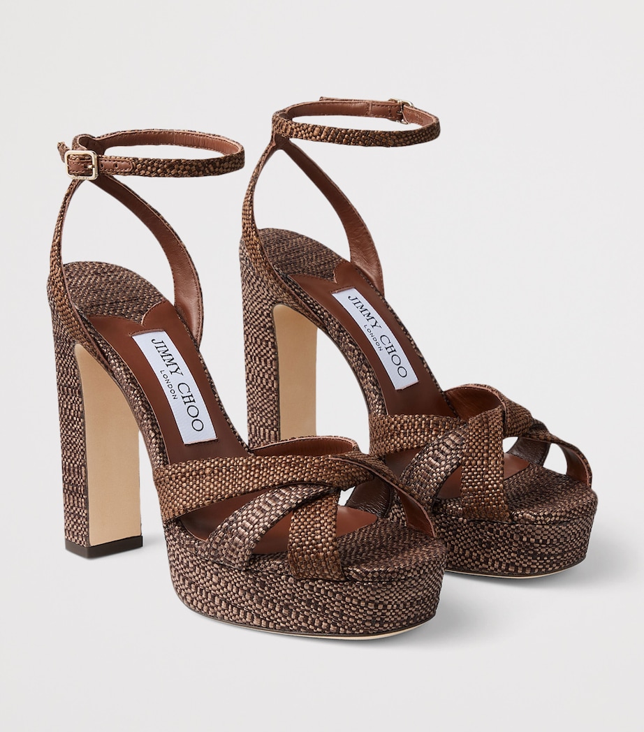 Jimmy Choo Kove 120 Woven Platform Sandals Chocolate/tan Image 2