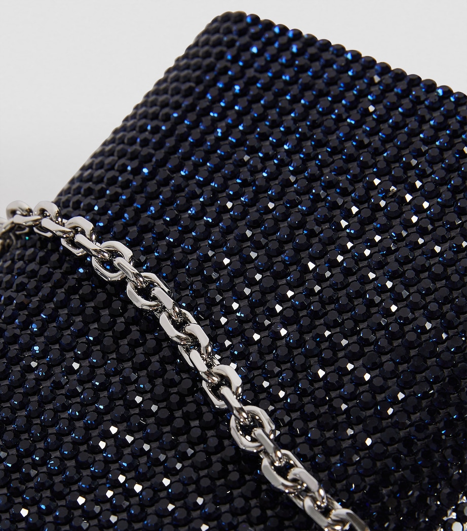 Satin Crystal-Embellished Perry Clutch Bag SMNVY-SILVER NAVY Image 6