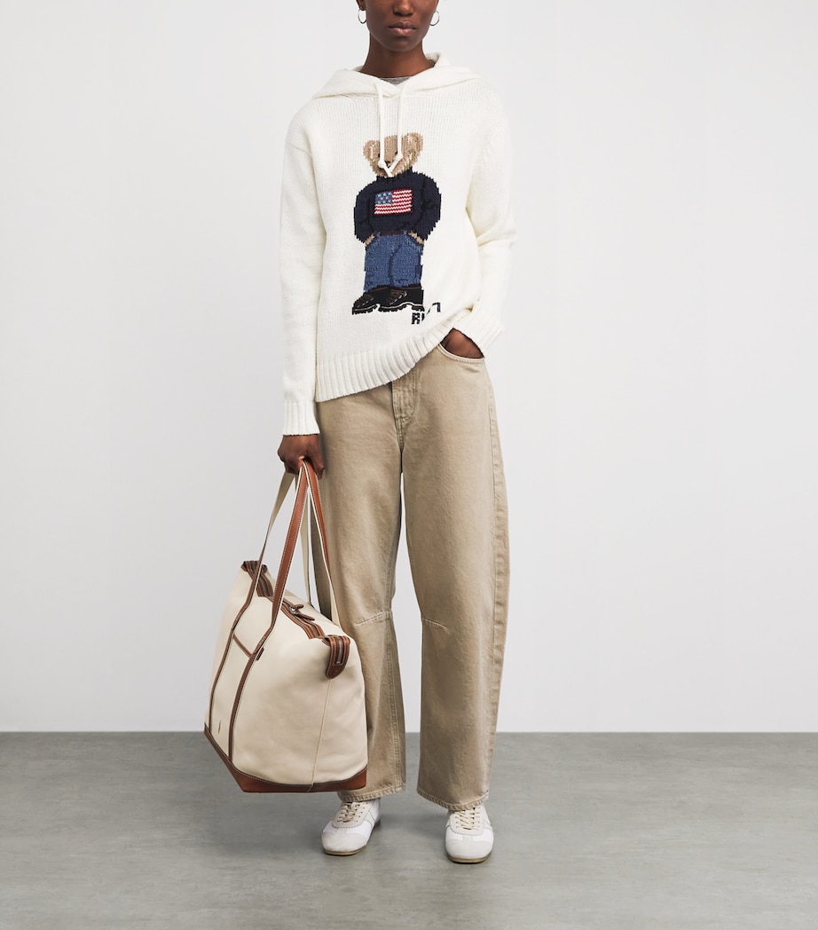 Polo Ralph Lauren Womens Polo Bear Knit Hoodie Parchment Cream Image 2