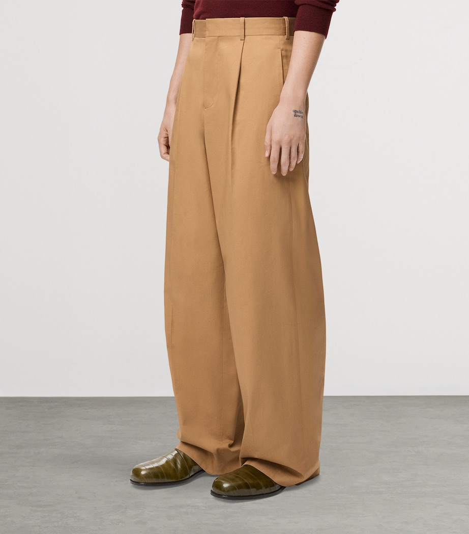 LOEWE Mens Cotton Wide-Leg Trousers Almond Image 3