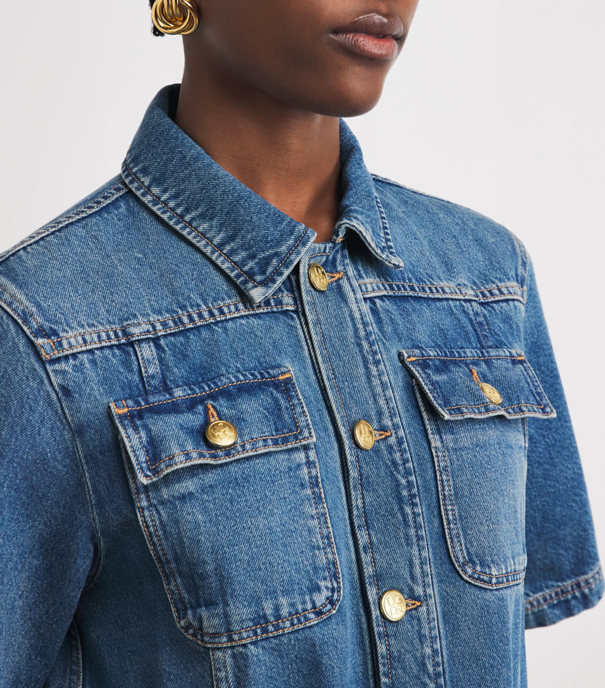 Ulla Johnson Womens Denim The Painters Mini Dress Danube Image 3