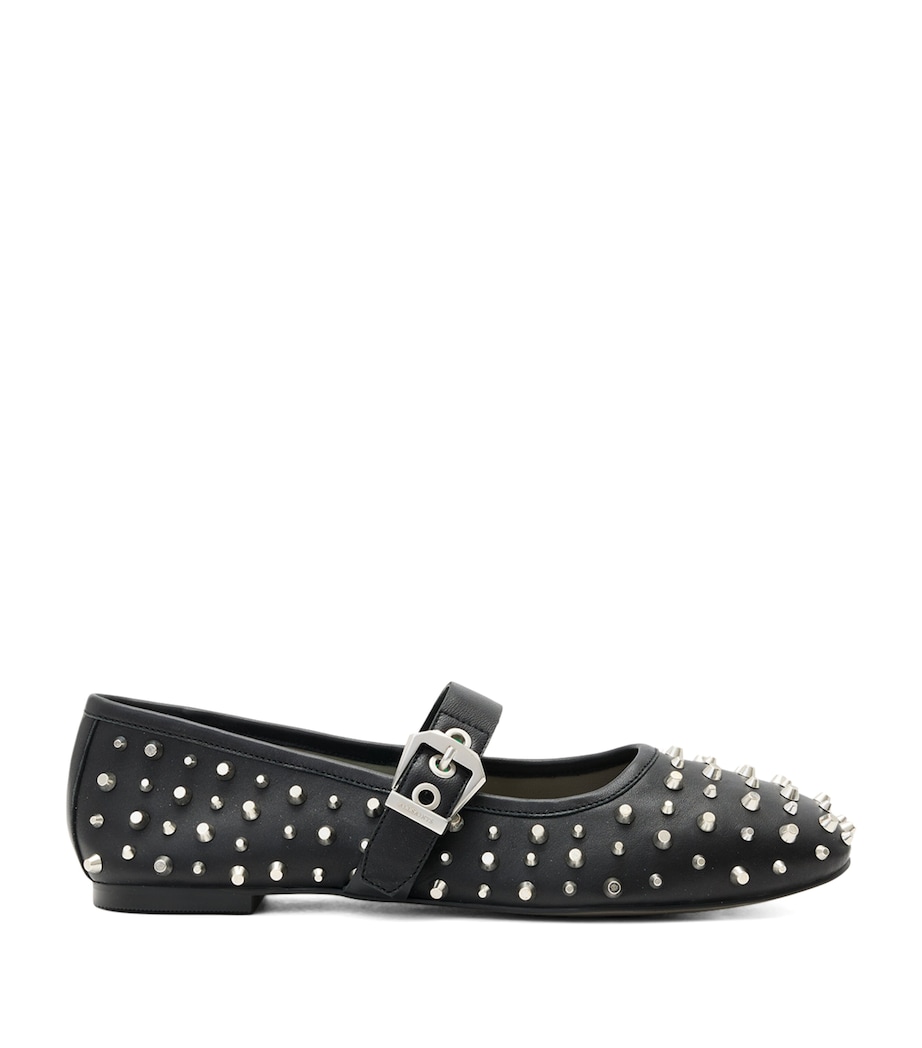 AllSaints Leather Holly Stud Ballet Flats Black Image 1
