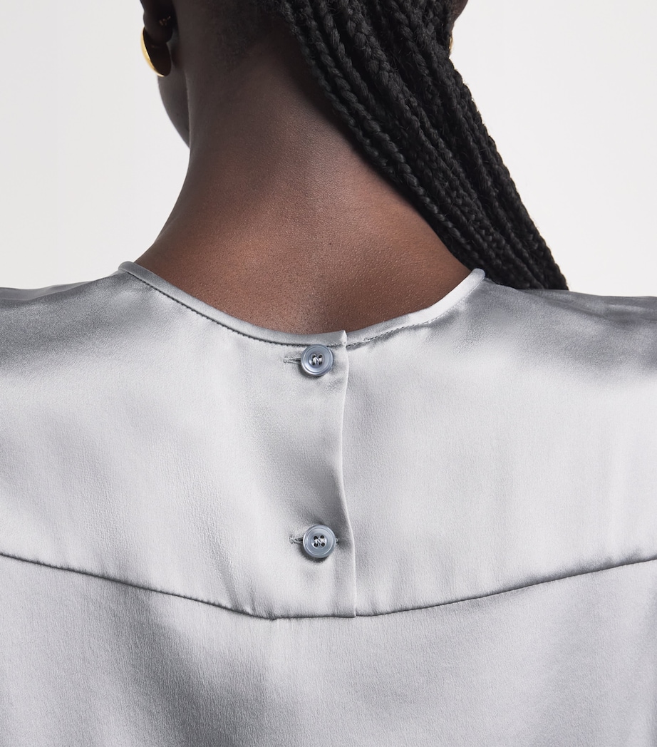 Eleventy Womens Silk Crew-Neck T-Shirt Nuvola Image 3