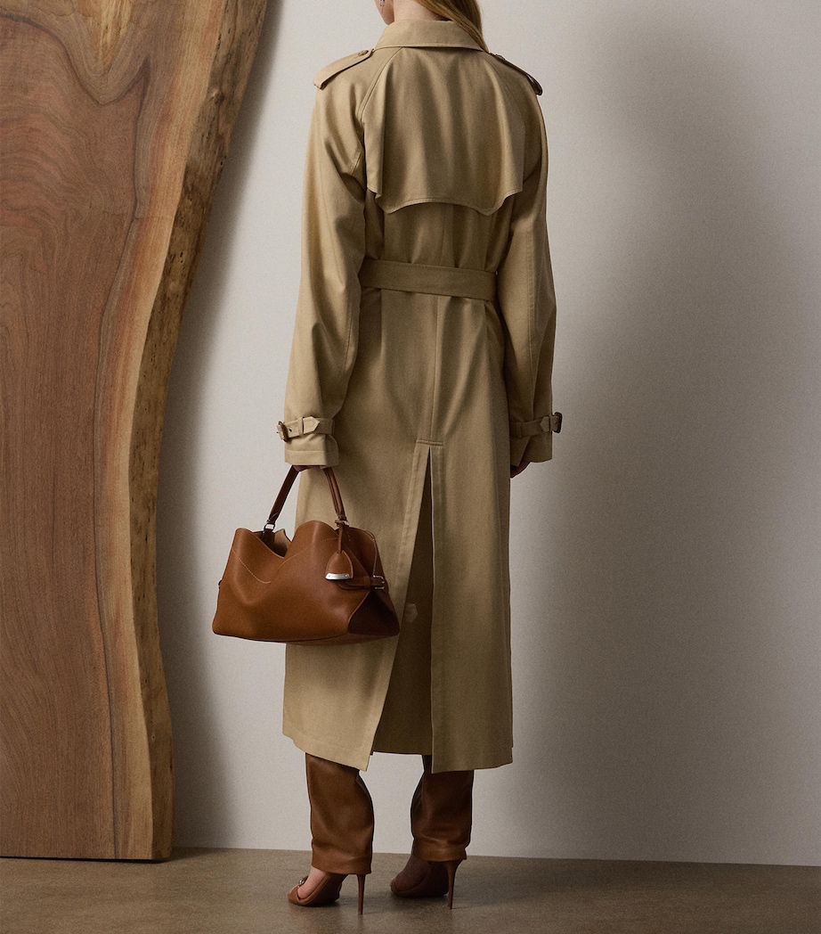 Silk Cotton Trench Coat LIGHT TAN Image 3