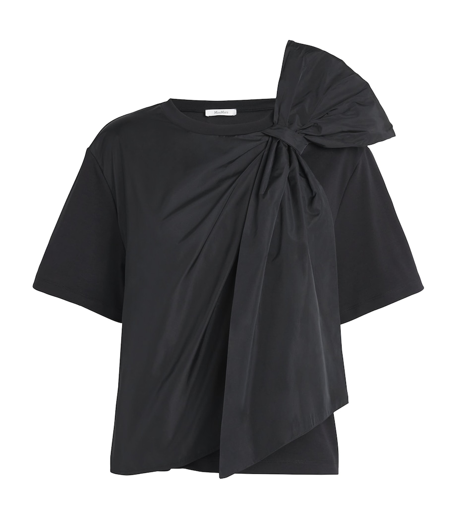 Cotton Bow-Detail T-Shirt BLACK Image 1