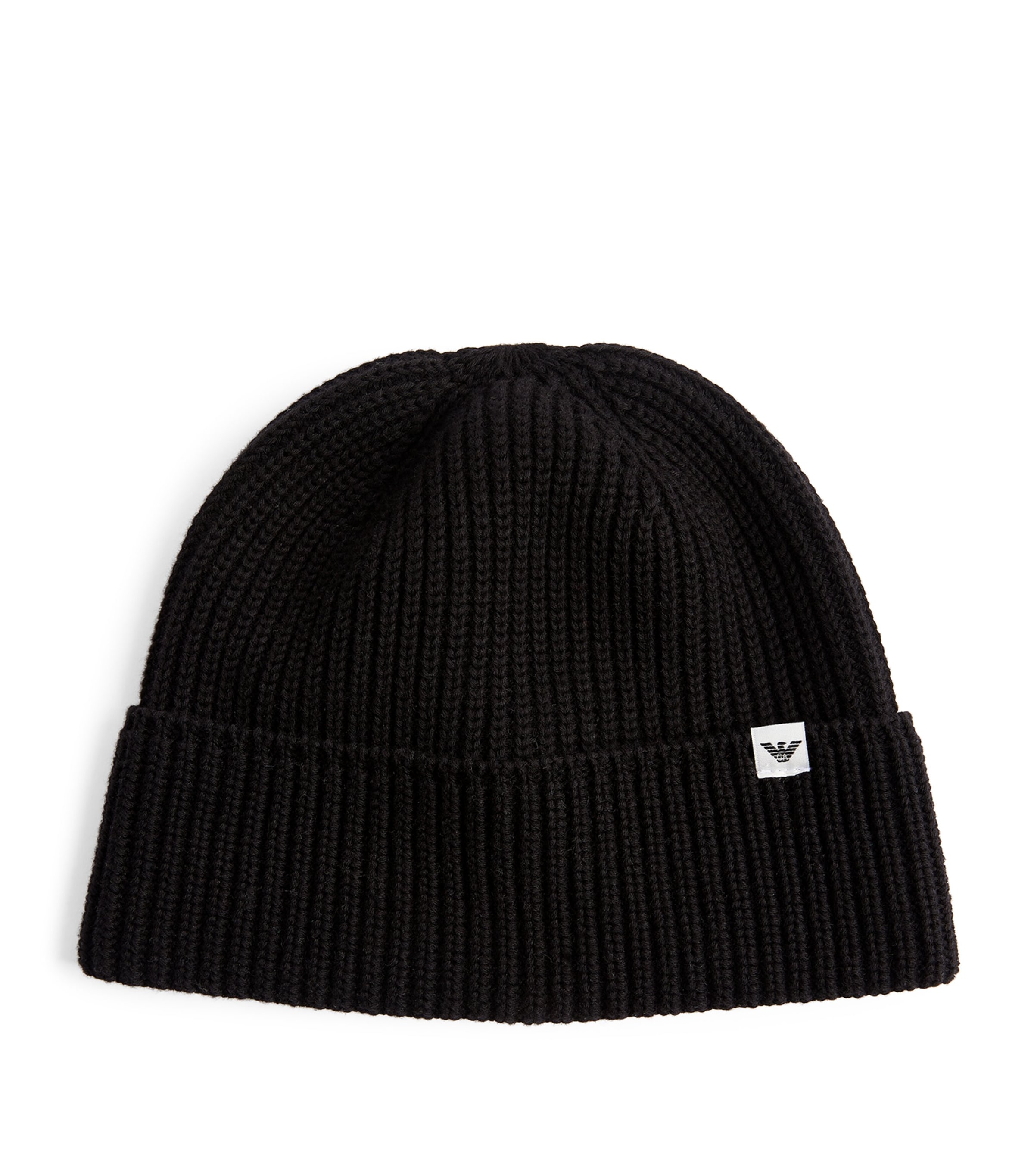 Shop Emporio Armani Ribbed Beanie In Black