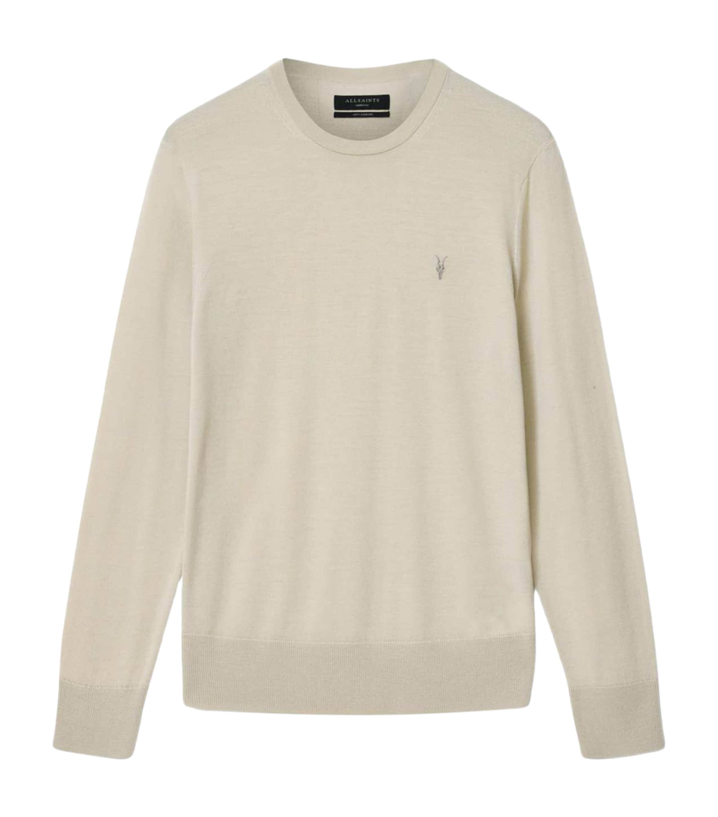 AllSaints Mens Merino Wool Slim Mode Sweater Powdered Green Image 1