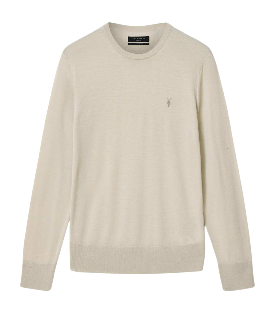 AllSaints Mens Merino Wool Slim Mode Sweater Powdered Green Image 1