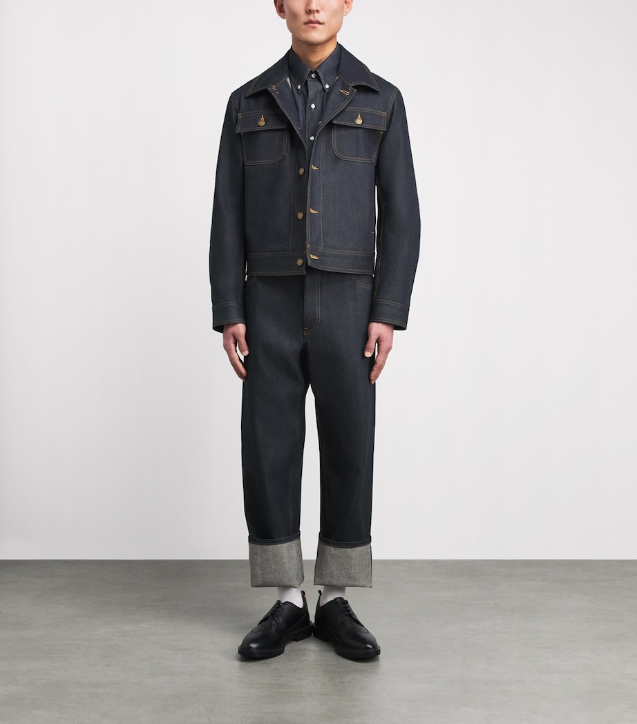 Thom Browne Mens Denim Armband Shirt Navy Image 2