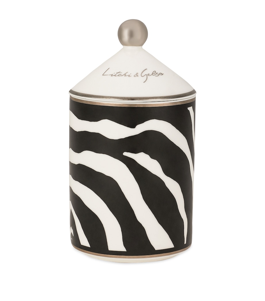 Lidded Zebra Lychee & Mulberry Scented Candle (340g) UZ003-ZEBRA Image 1