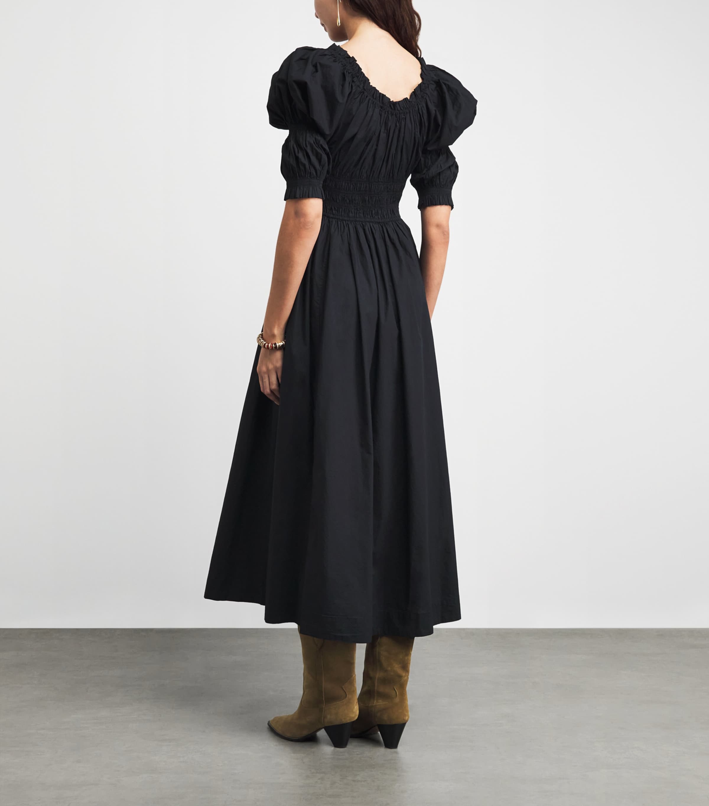 DÔEN Womens Organic Cotton Ischia Midi Dress Black Image 4