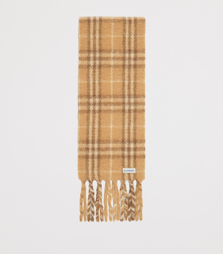 Burberry Alpaca-Wool-Blend Narrow Check Scarf Finch Beige Image 4