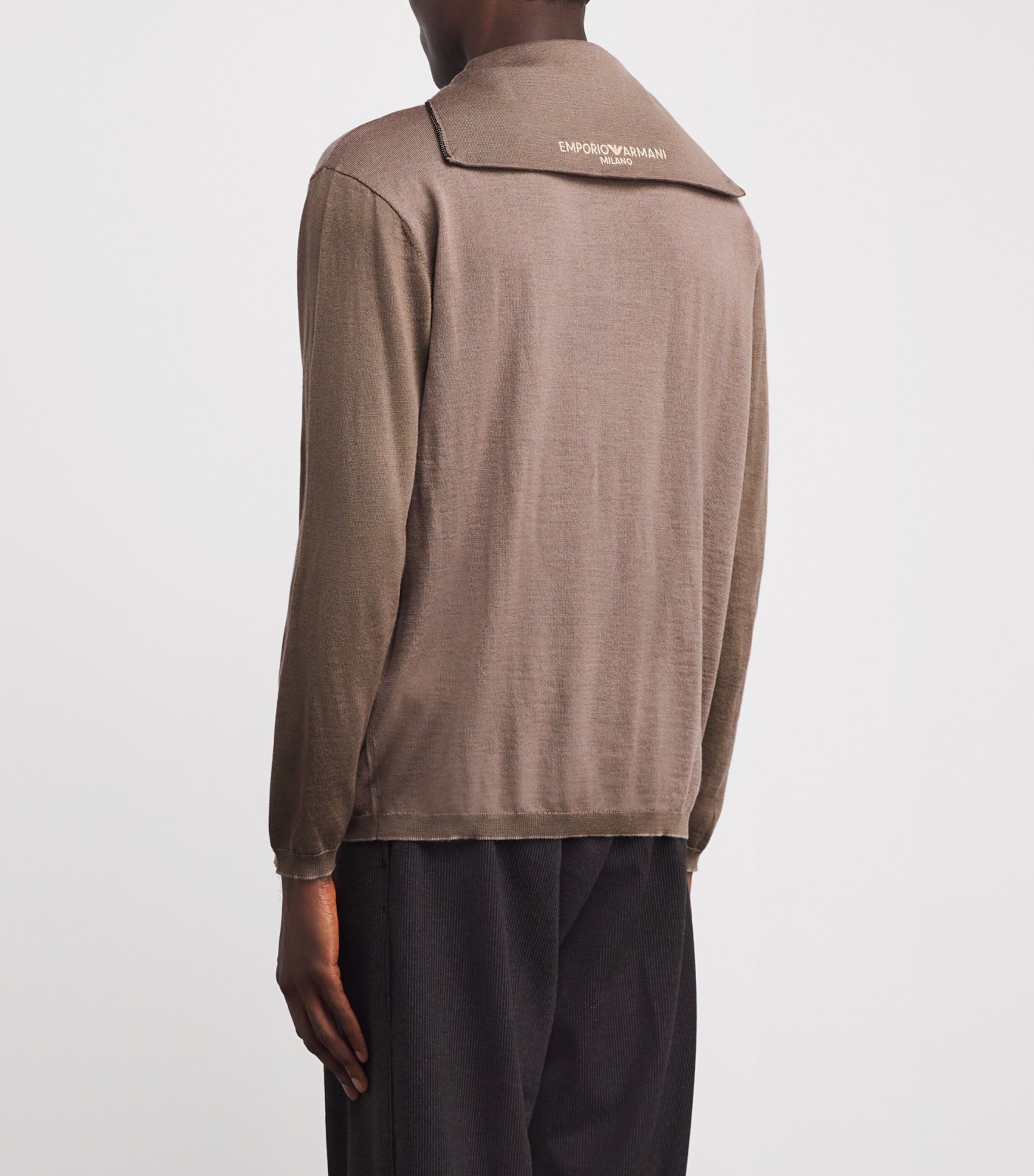 Emporio Armani Brown Cotton Quarter-Zip Sweatshirt | Harrods US