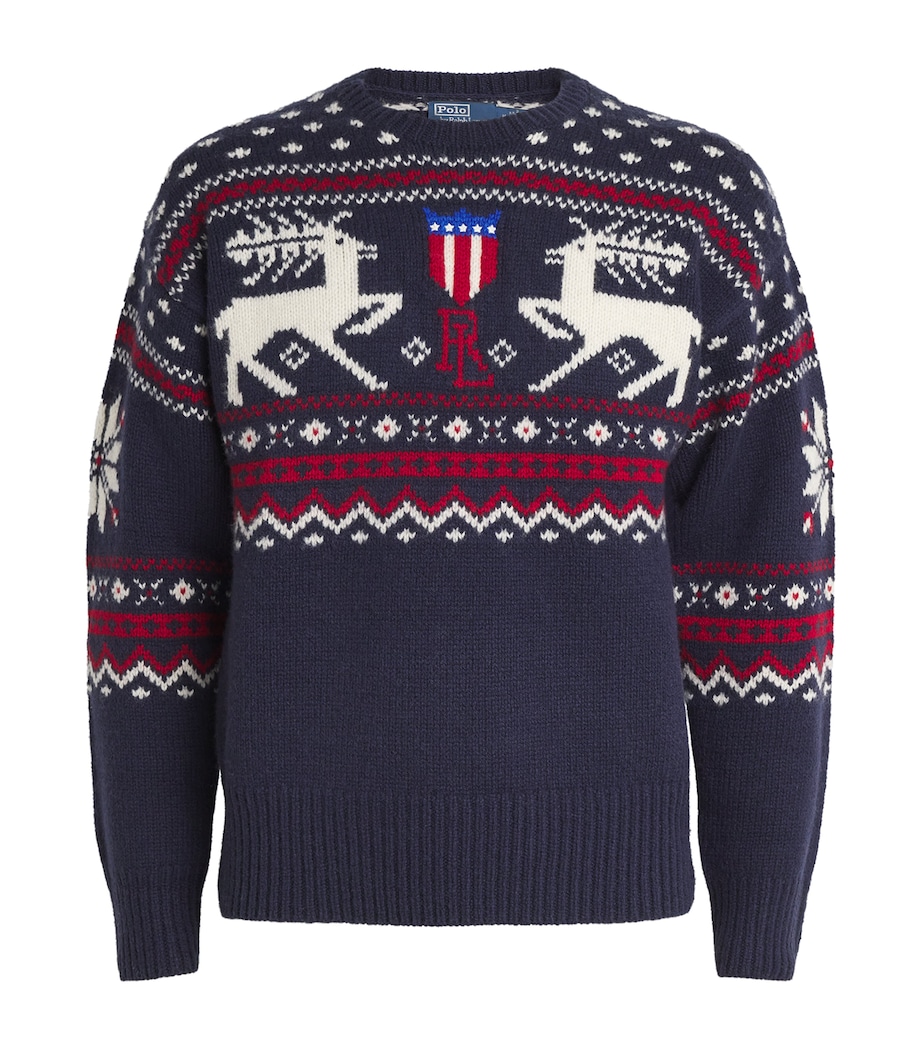 Wool Reindeer Sweater BLUE Image 1