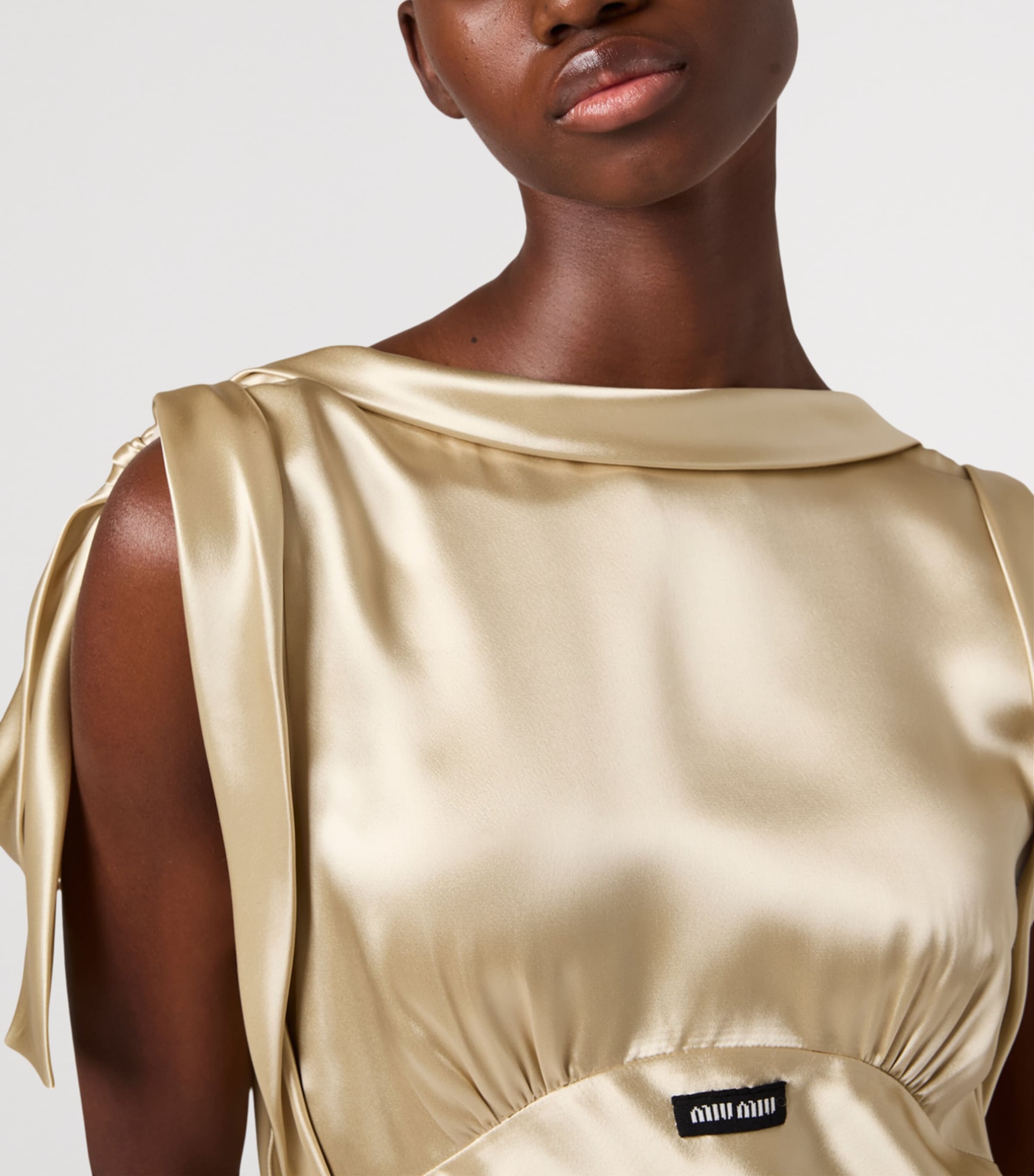 Satin Draped Maxi Dress F0F24 Image 4