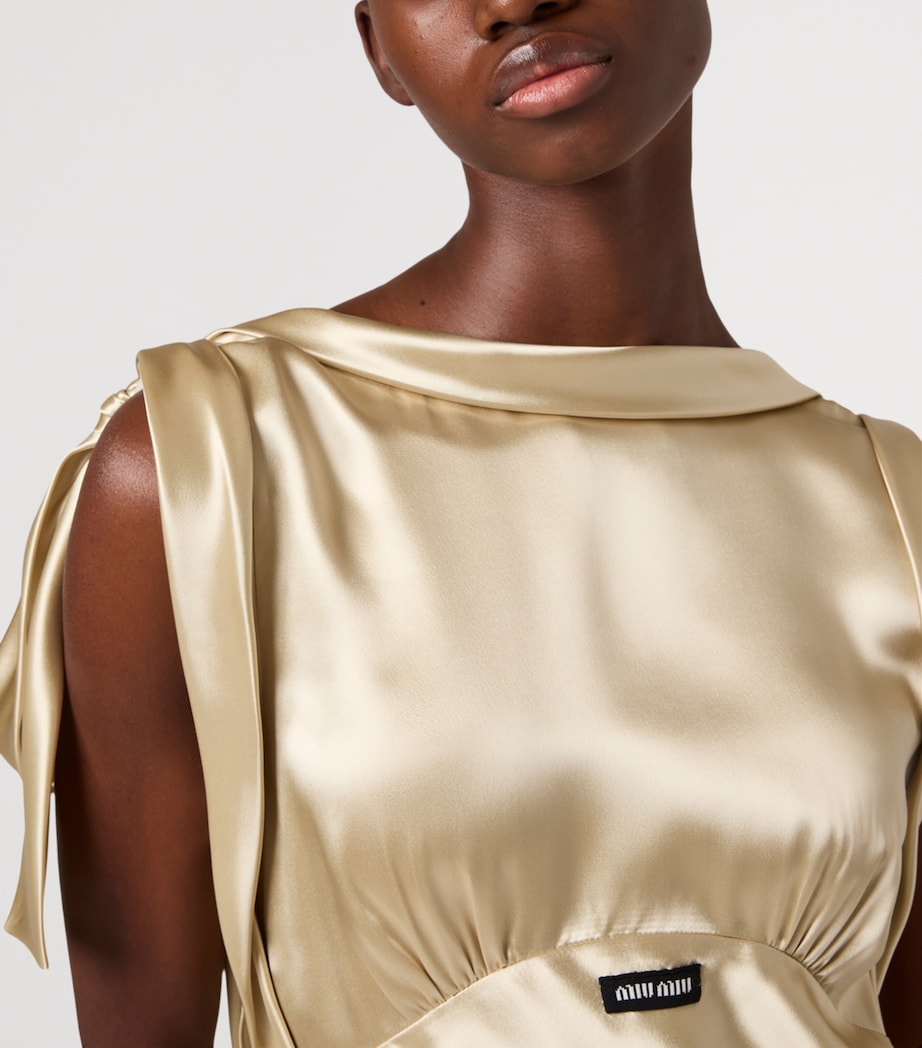 Satin Draped Maxi Dress F0F24 Image 4