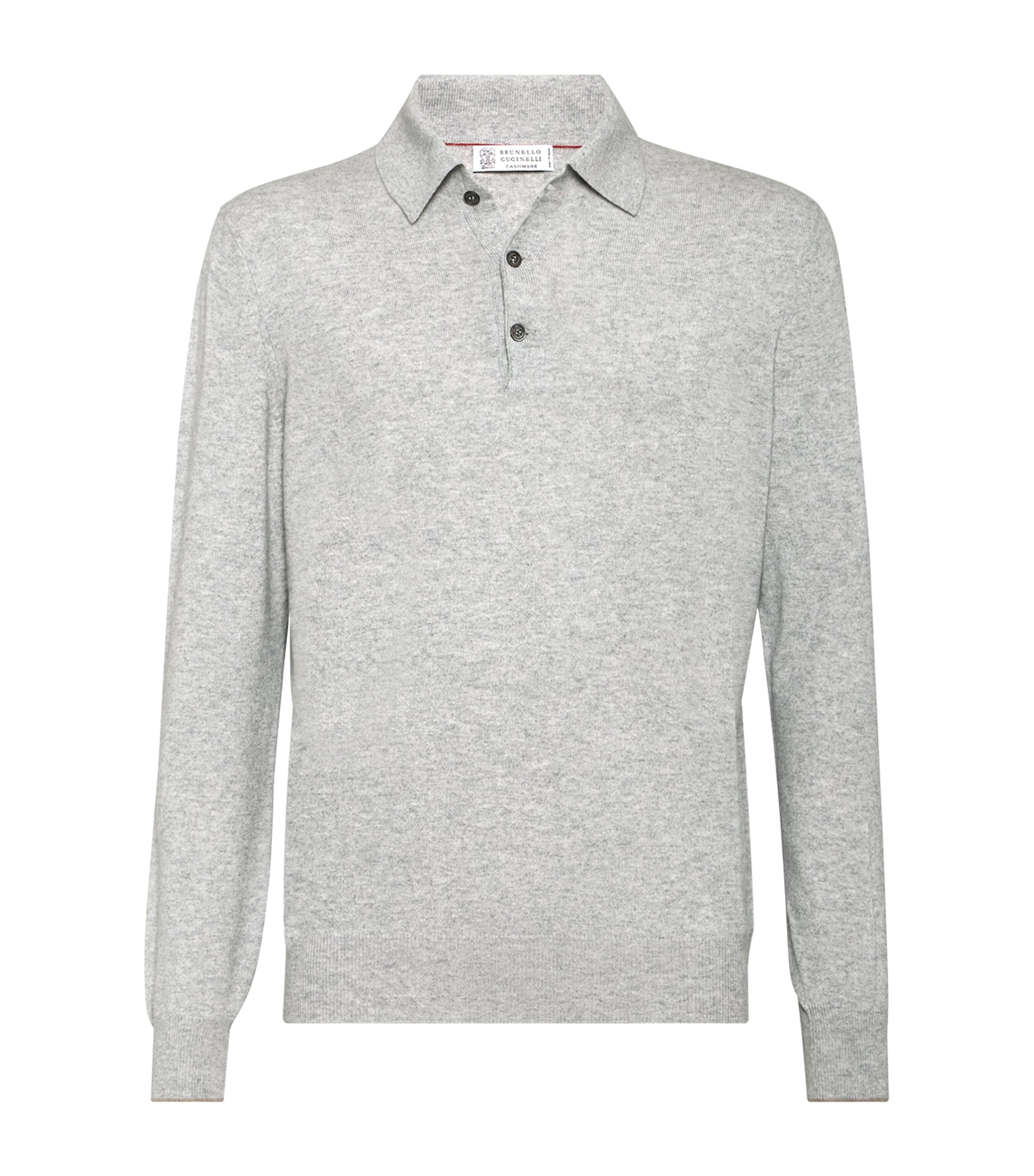 Brunello Cucinelli Men Polo-style Lightweight Sweater In Gray