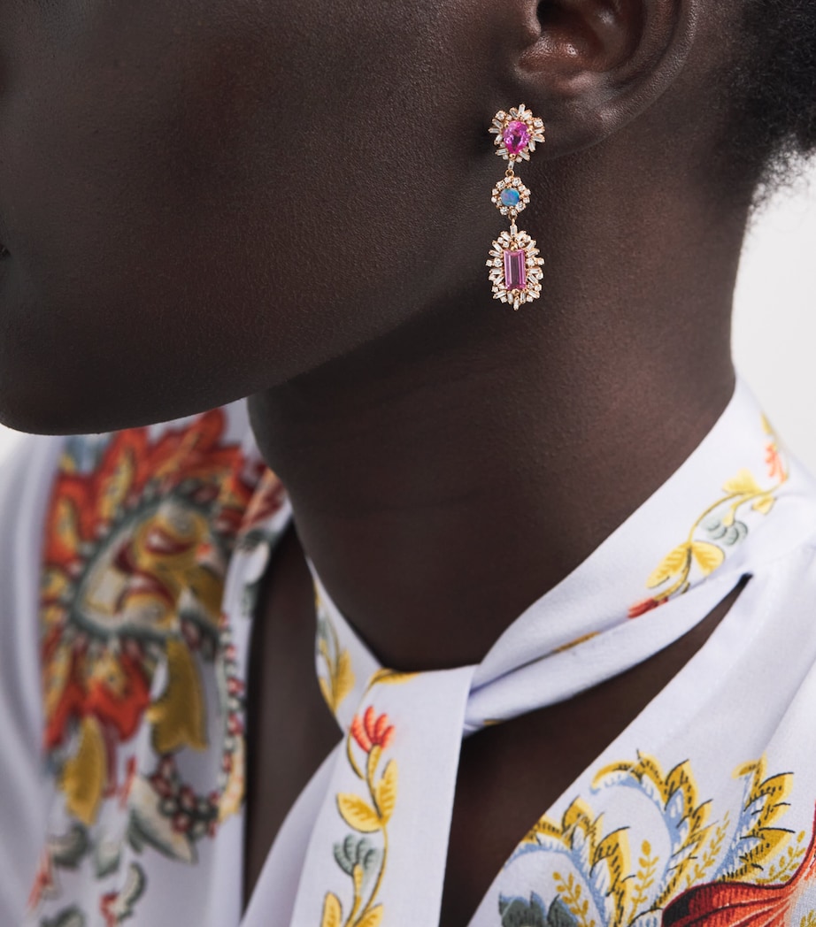 Suzanne Kalan Rose Gold, Diamond, Sapphire and Opal One of a Kind Drop Earrings Rg/p/opal Image 2